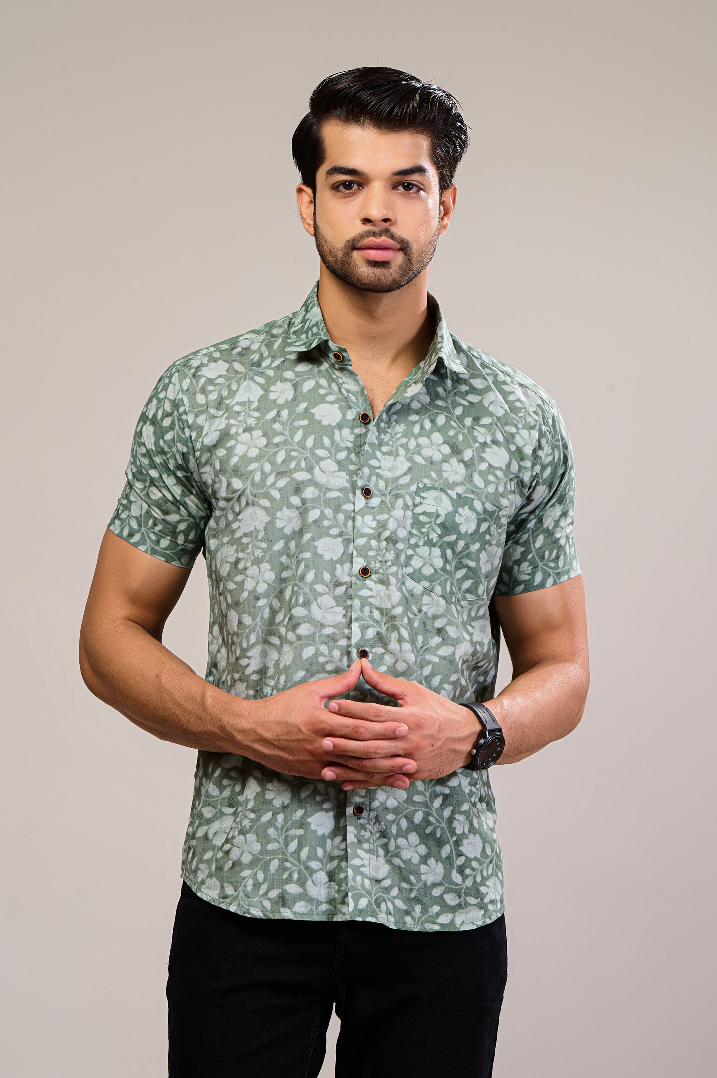 Floral Fusion Men’s Half Sleeve Printed Shirt