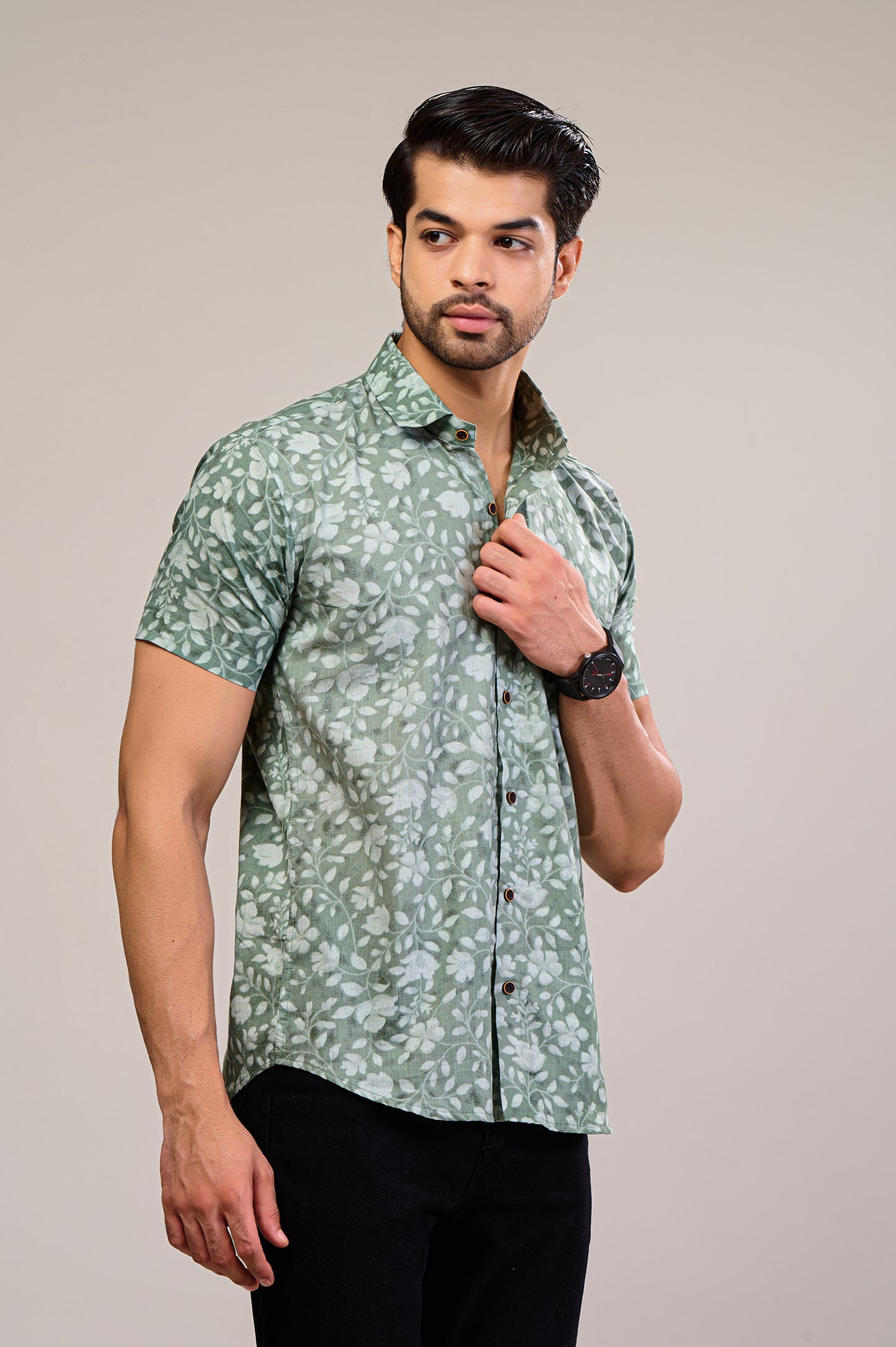 Floral Fusion Men’s Half Sleeve Printed Shirt