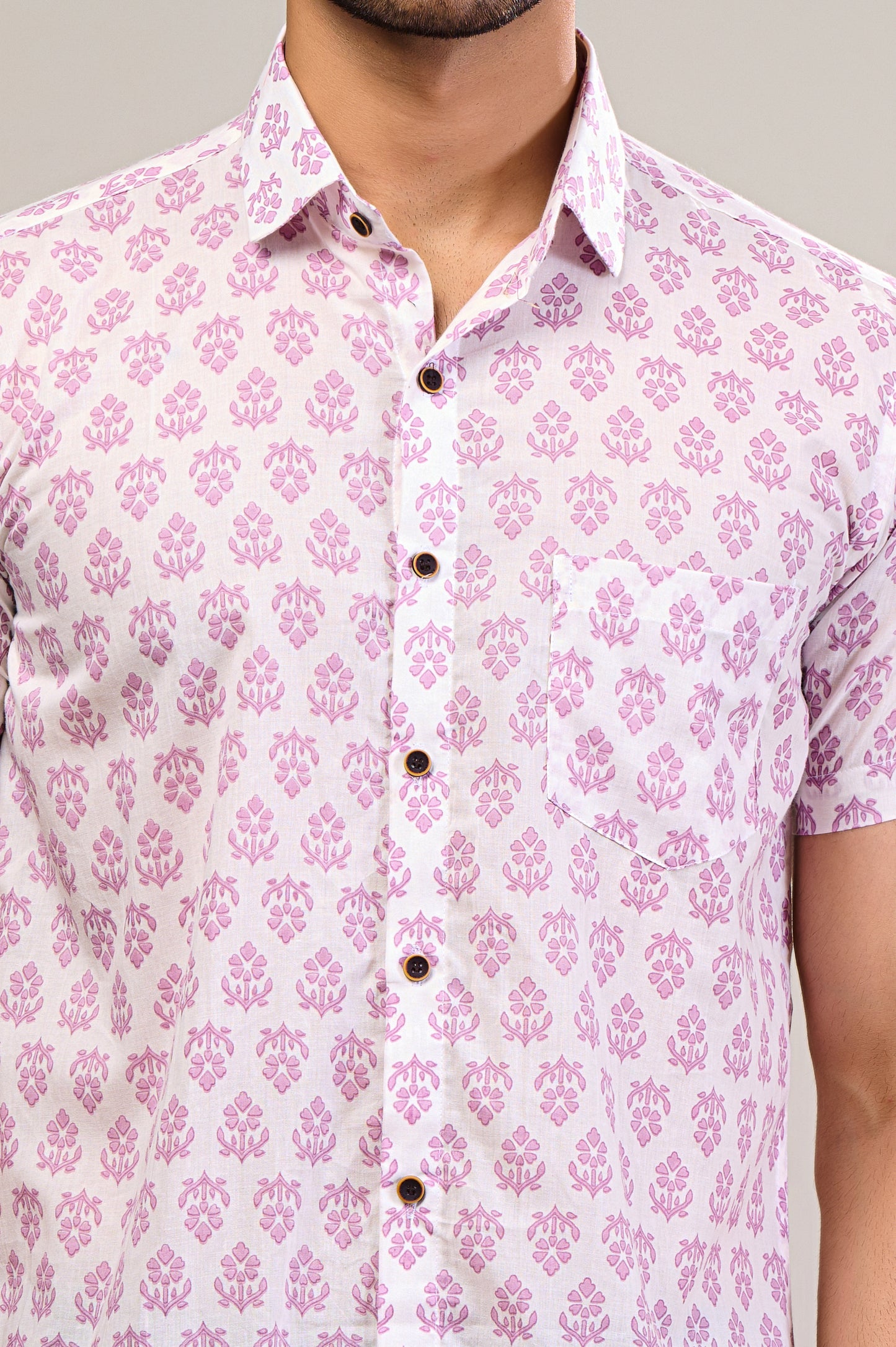 Leafy Luxe Men’s Half Sleeve Printed Shirt