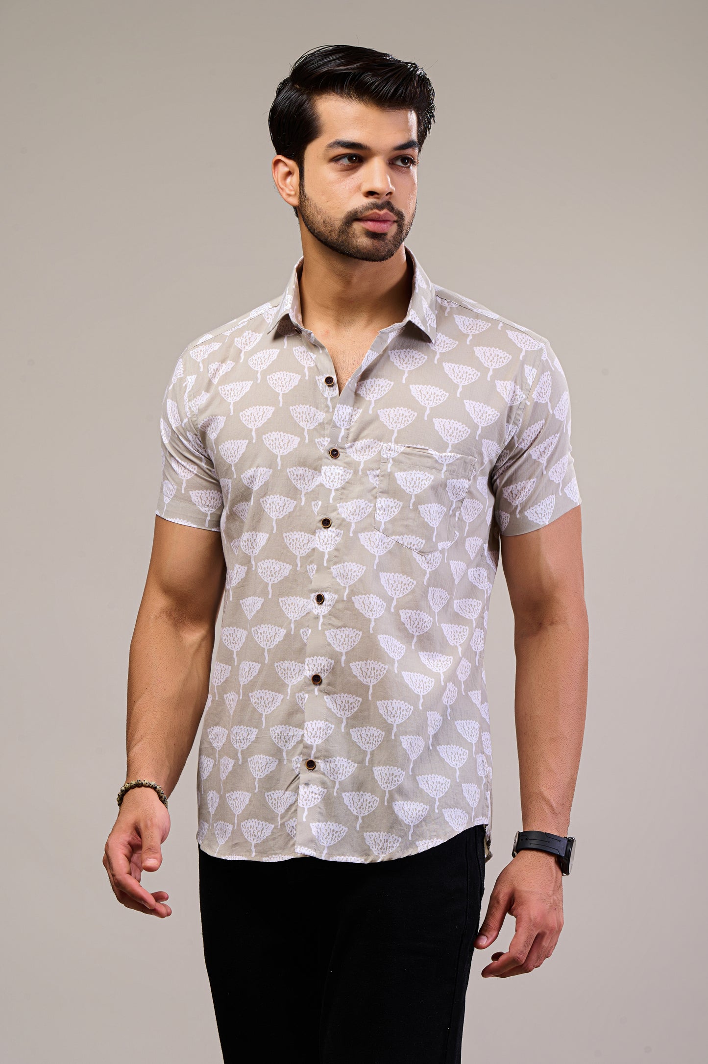Wild Bloom Men’s Half Sleeve Printed Shirt