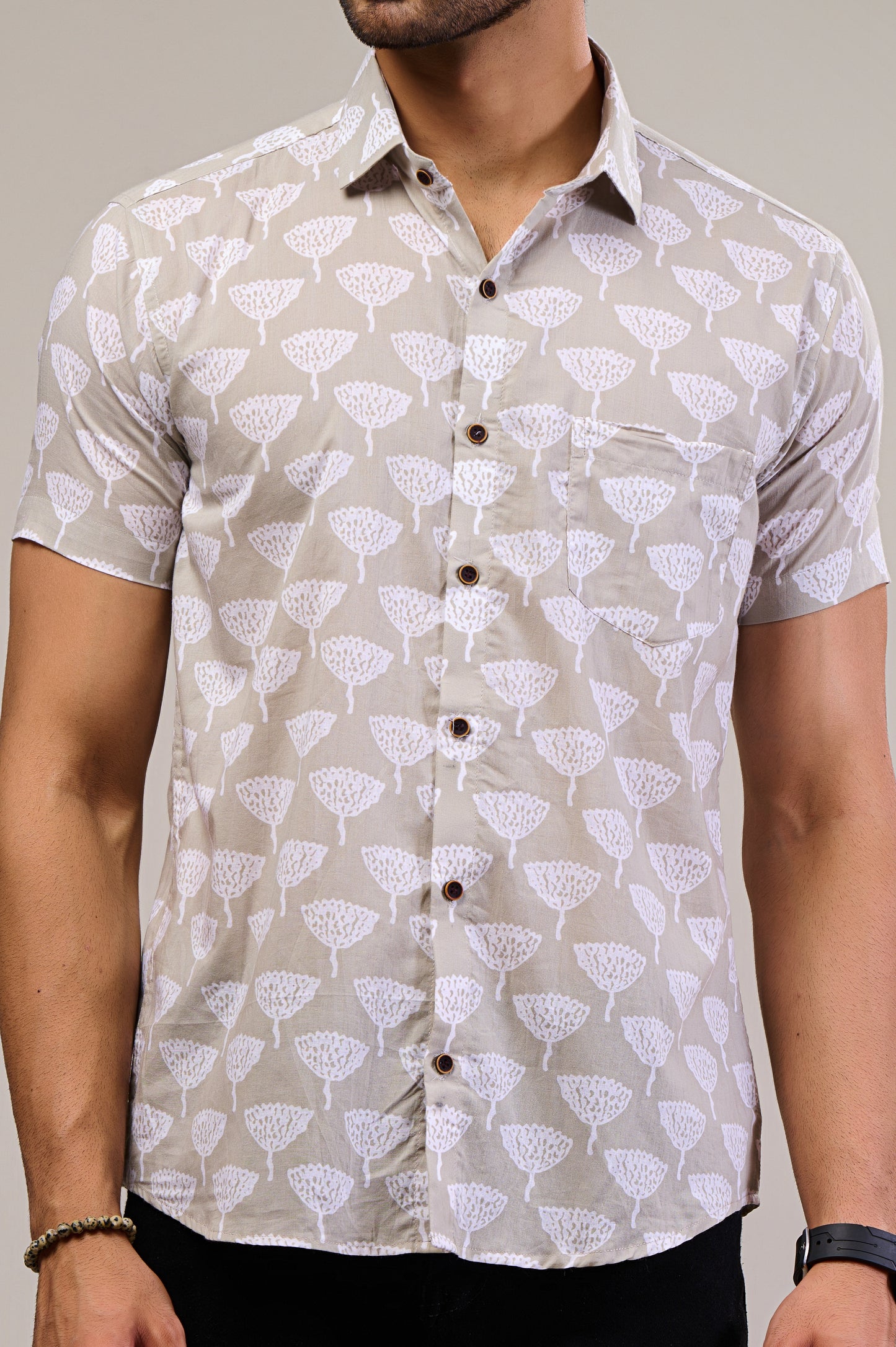 Wild Bloom Men’s Half Sleeve Printed Shirt