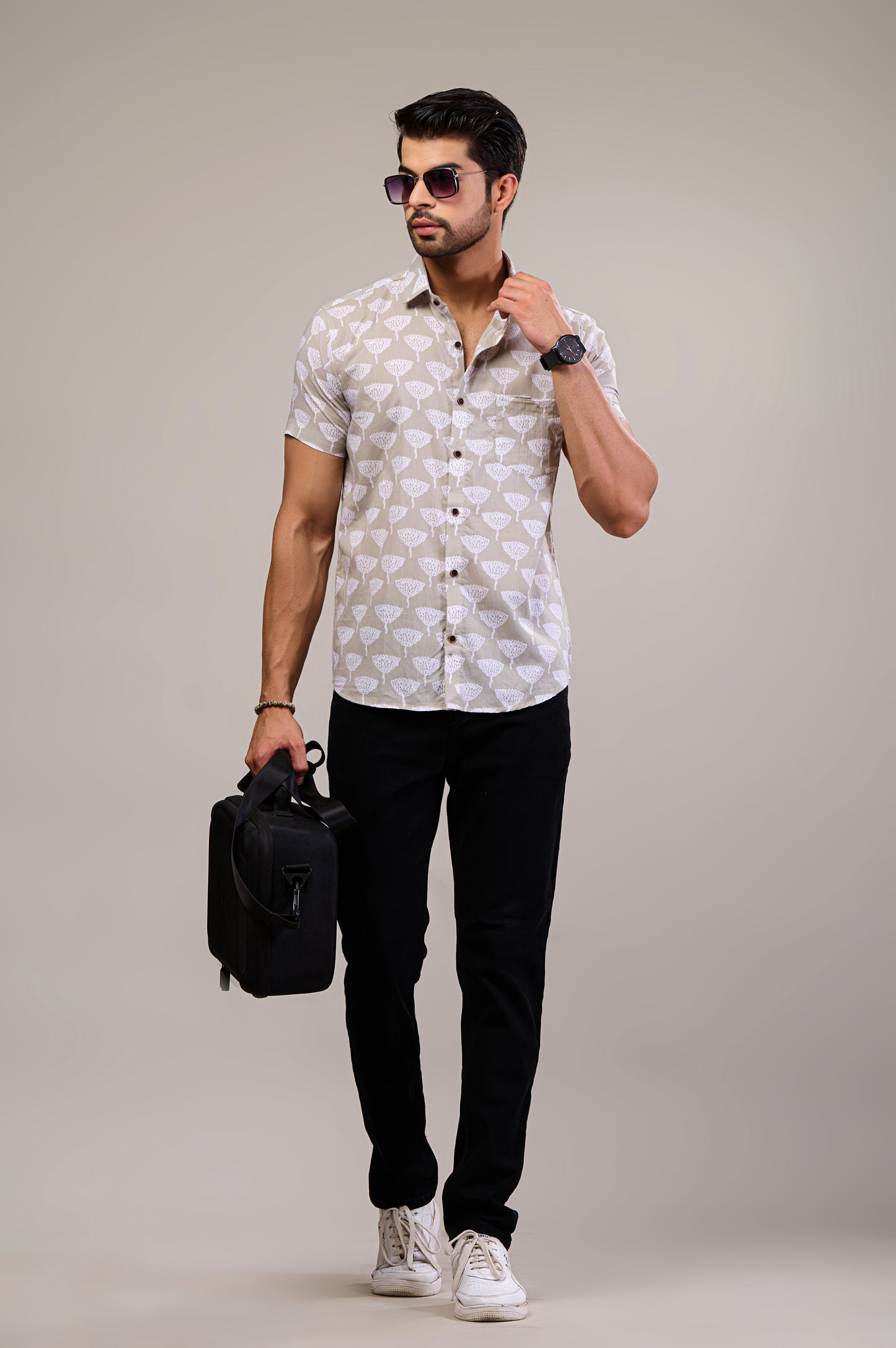 Wild Bloom Men’s Half Sleeve Printed Shirt