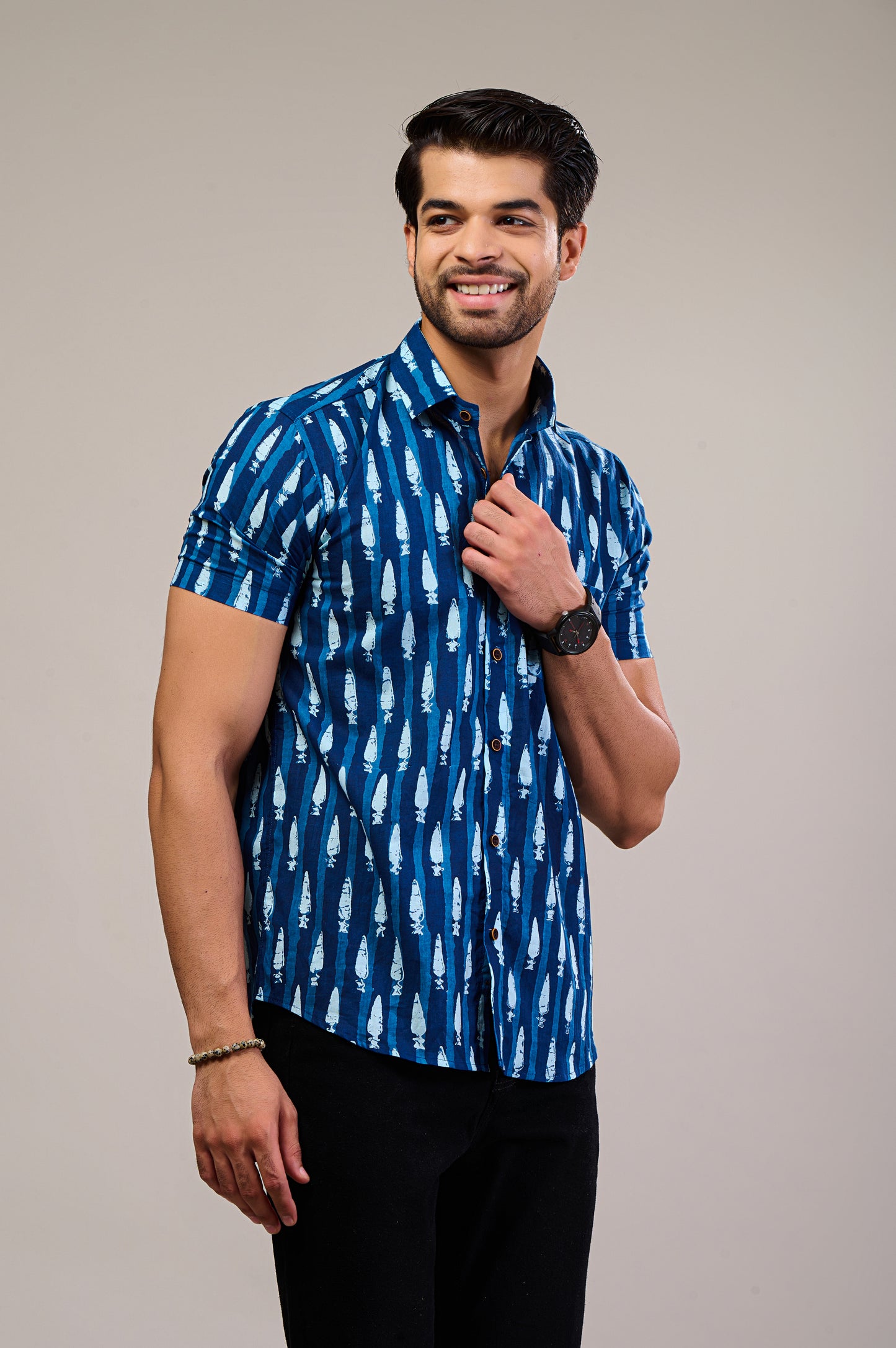 Blade Burst Men’s Half Sleeve Printed Shirt