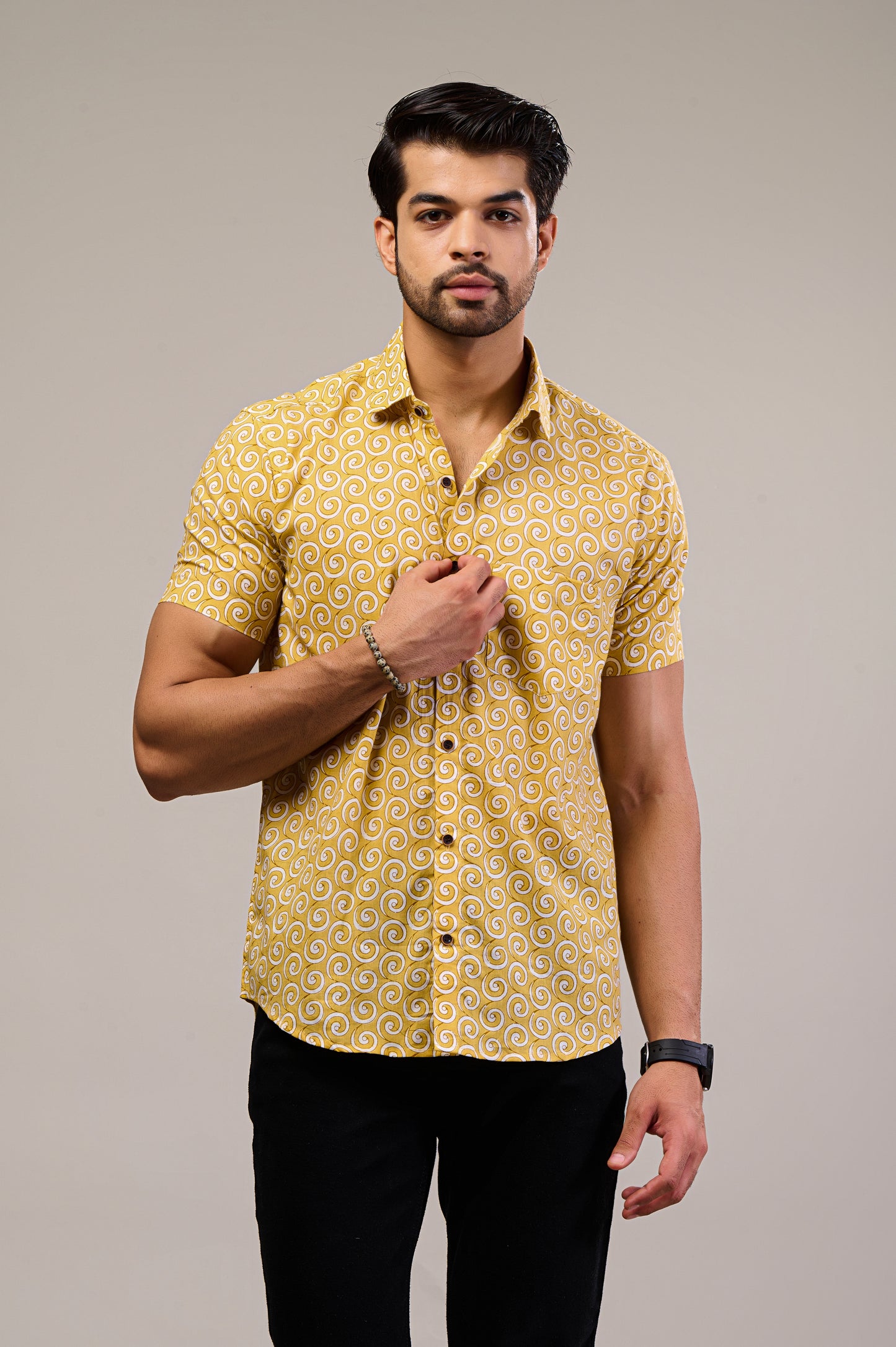 Chroma Chaos Men’s Half Sleeve Printed Shirt