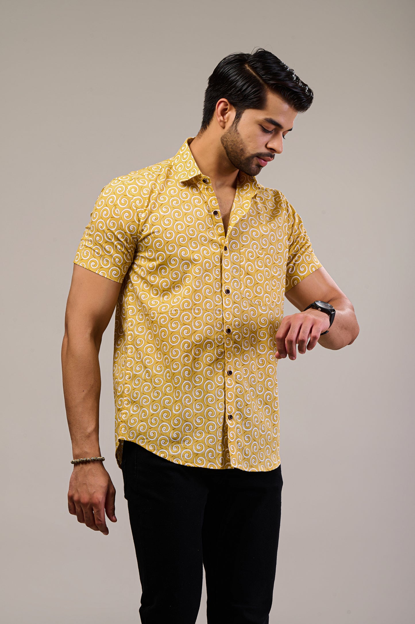 Chroma Chaos Men’s Half Sleeve Printed Shirt