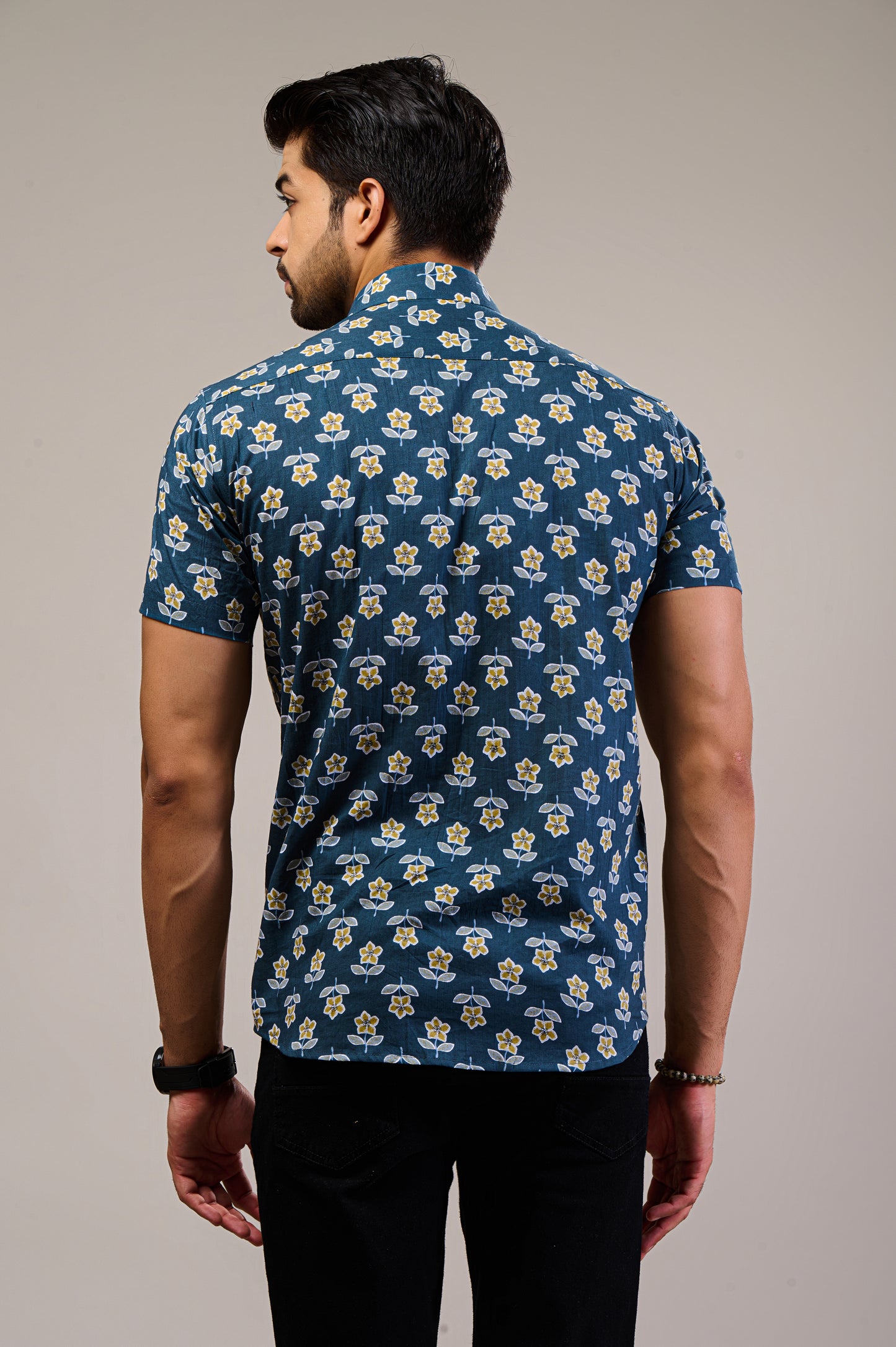 Floral Harmony Men’s Half Sleeve Printed Shirt