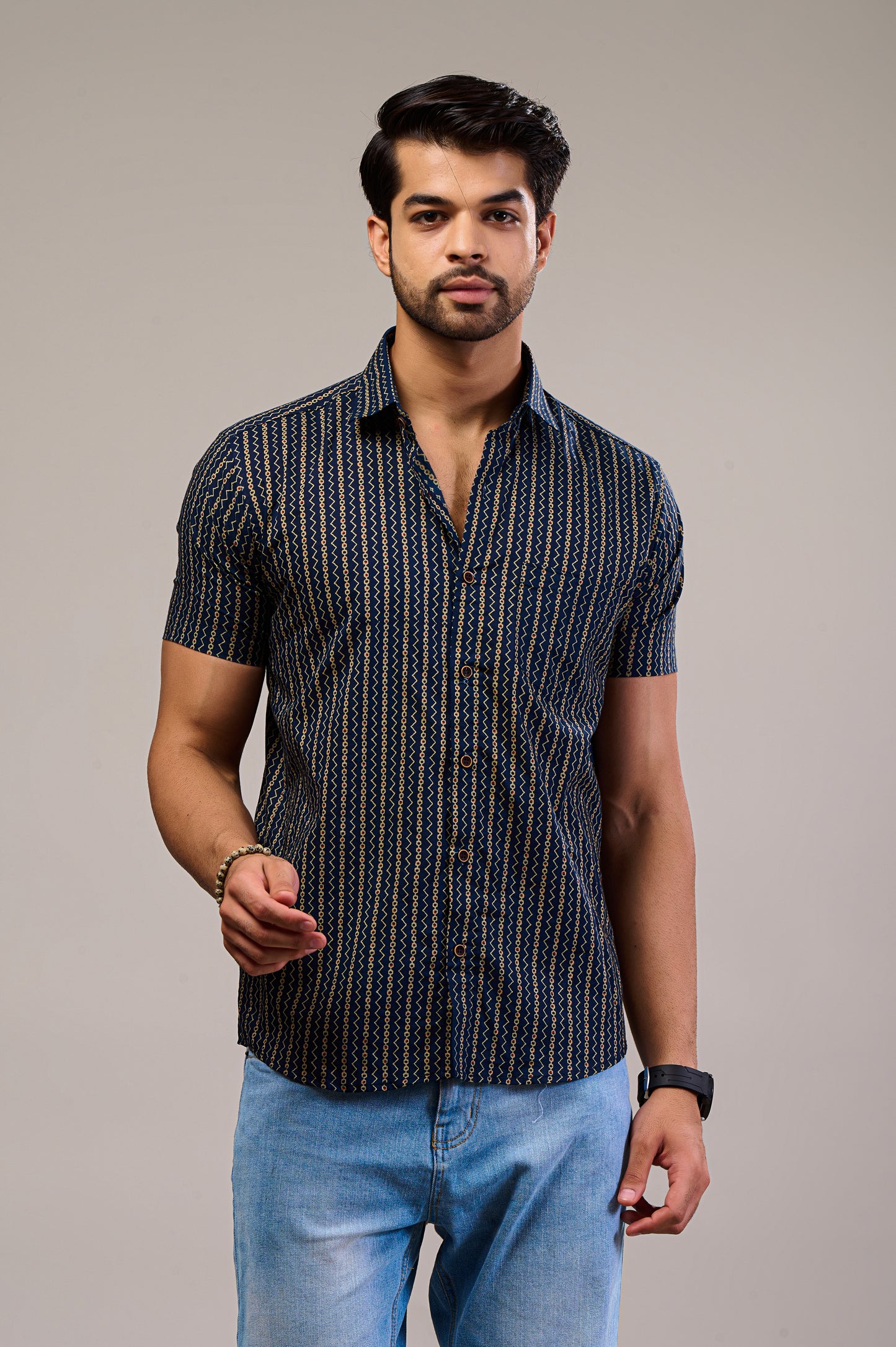 Radial Rythm Men’s Half Sleeve Printed Shirt