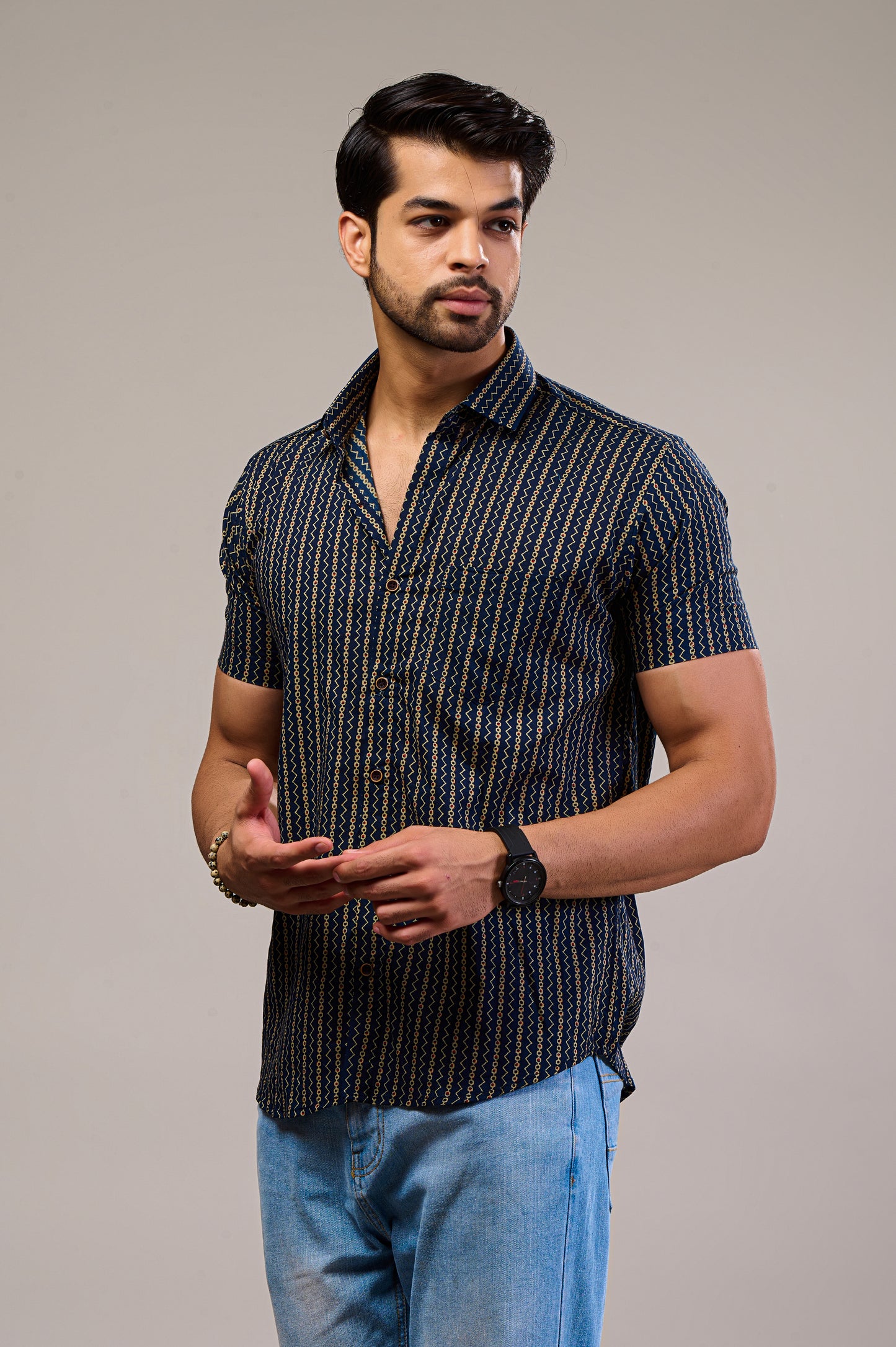 Radial Rythm Men’s Half Sleeve Printed Shirt