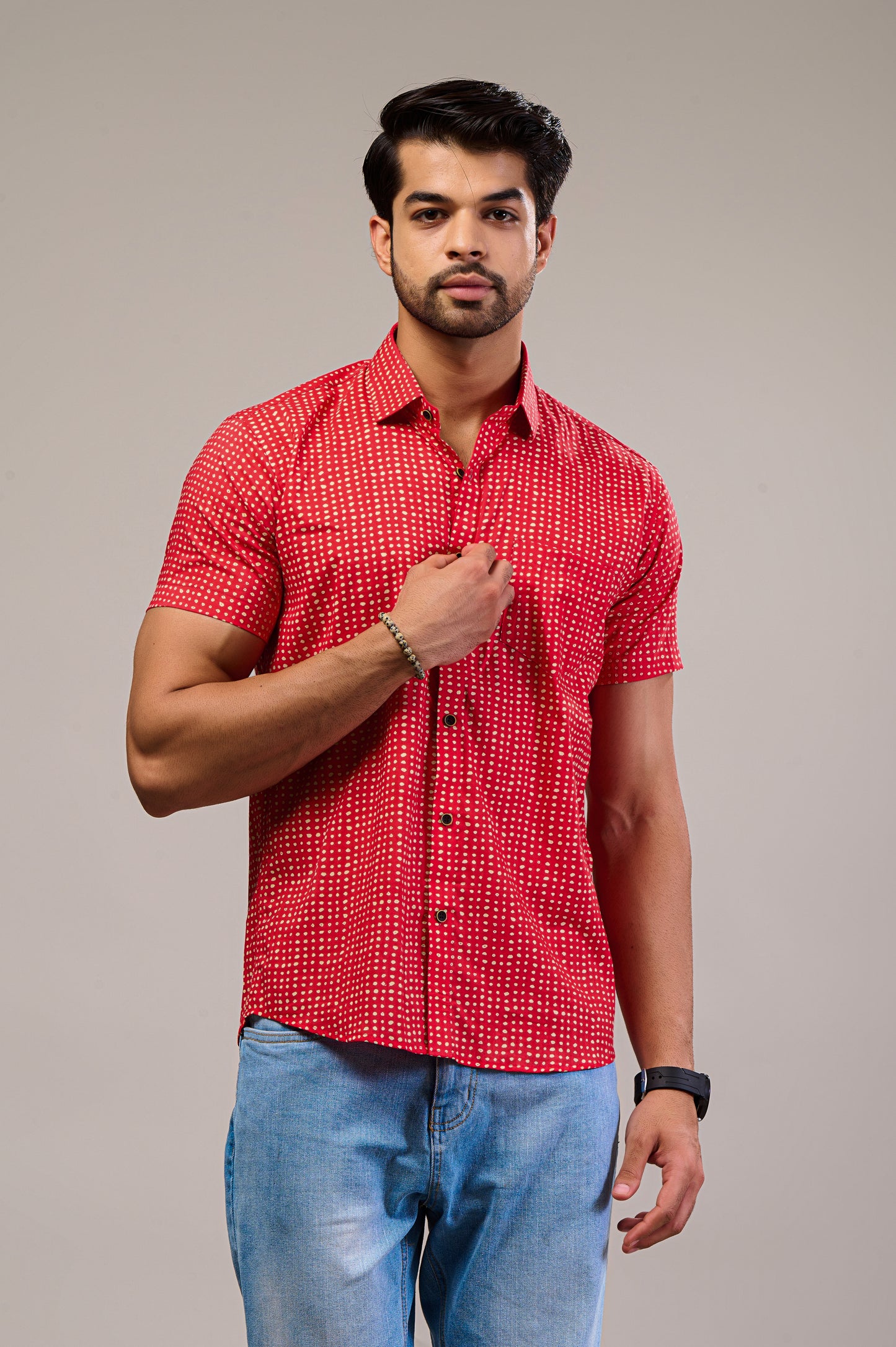 Dotted Rythm Men’s Half Sleeve Printed Shirt