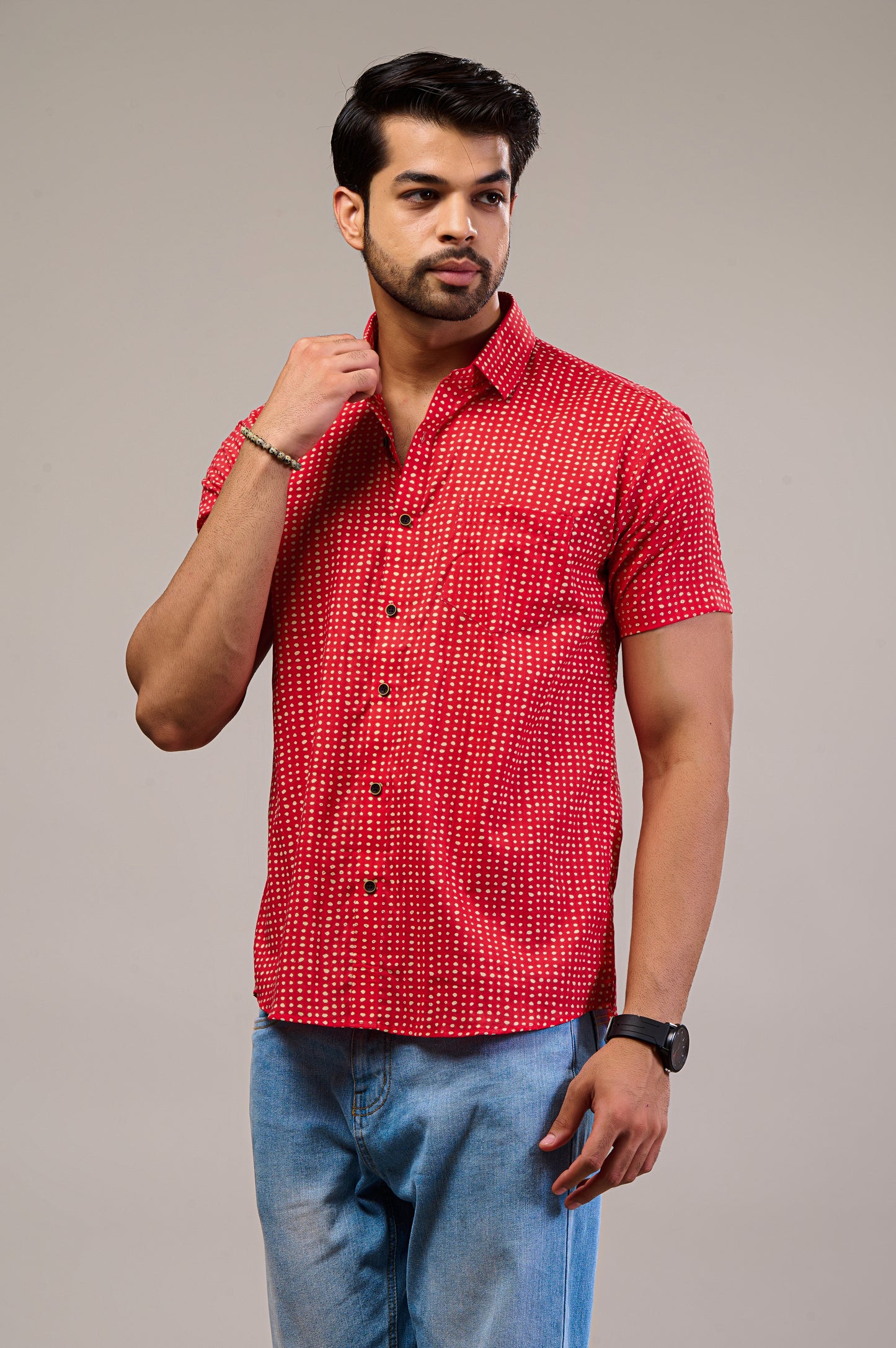 Dotted Rythm Men’s Half Sleeve Printed Shirt
