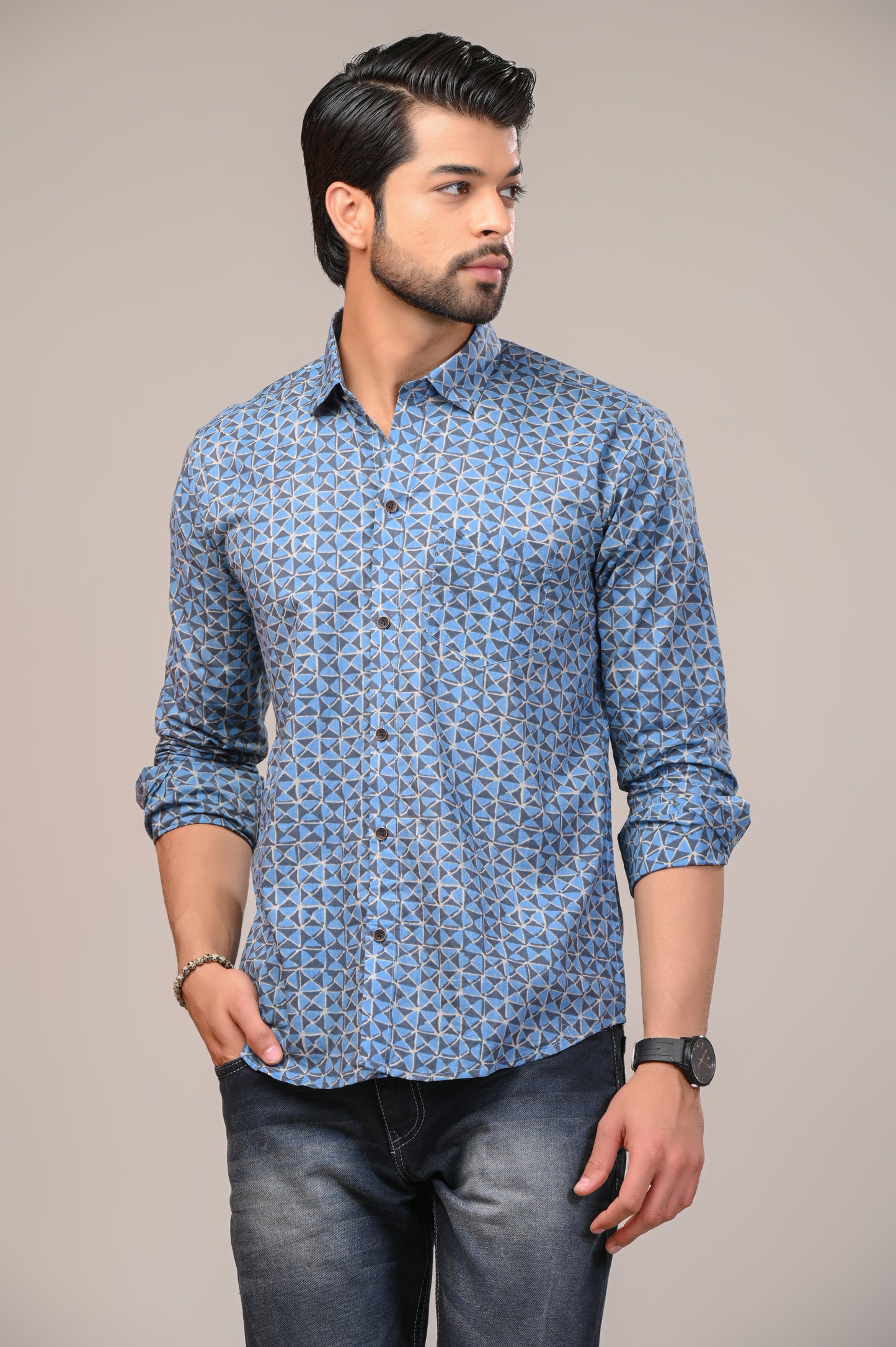 Geometrical Print Full Sleeve Shirt