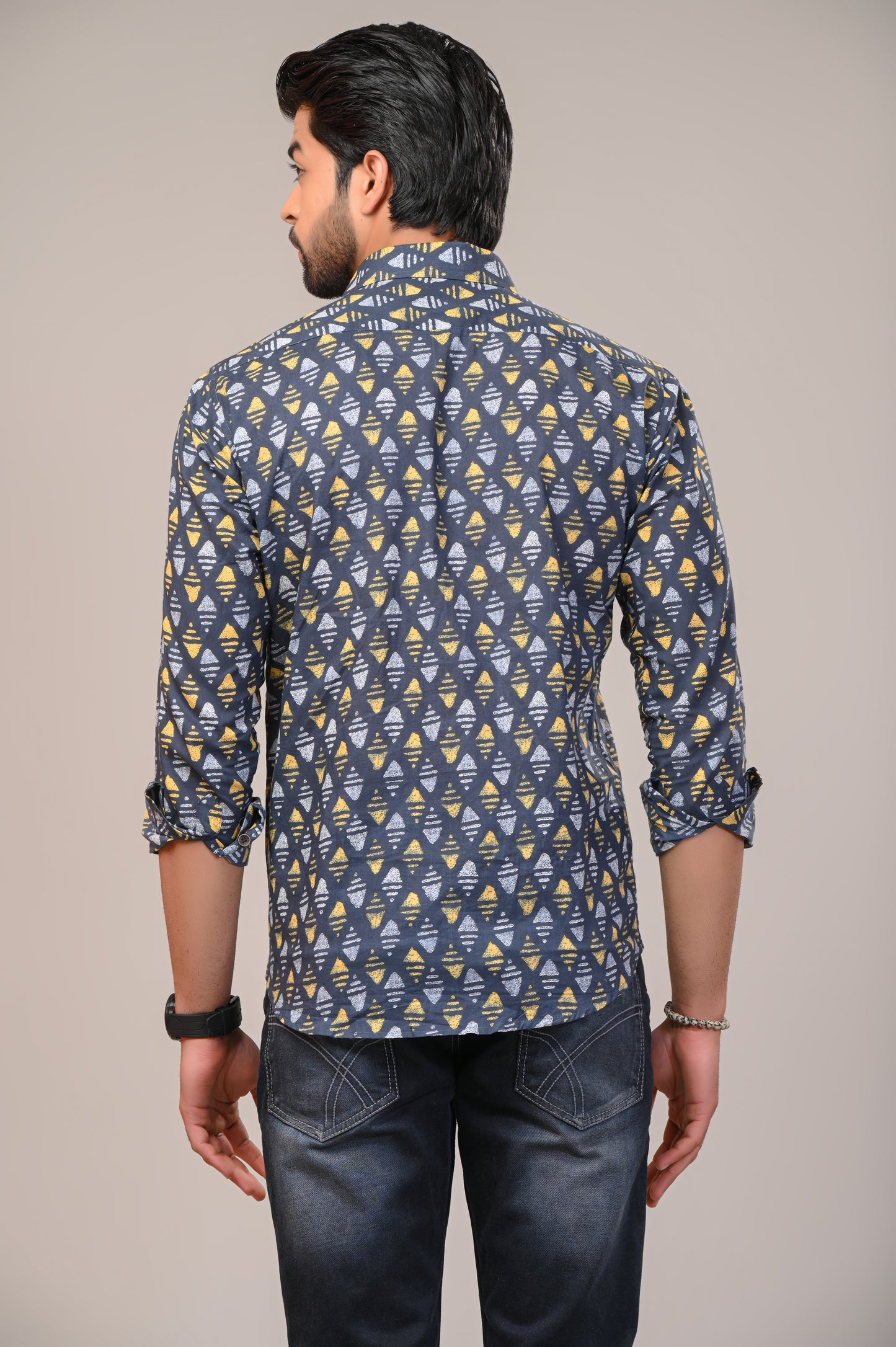 Abstract Angle Print Full Sleeve Shirt