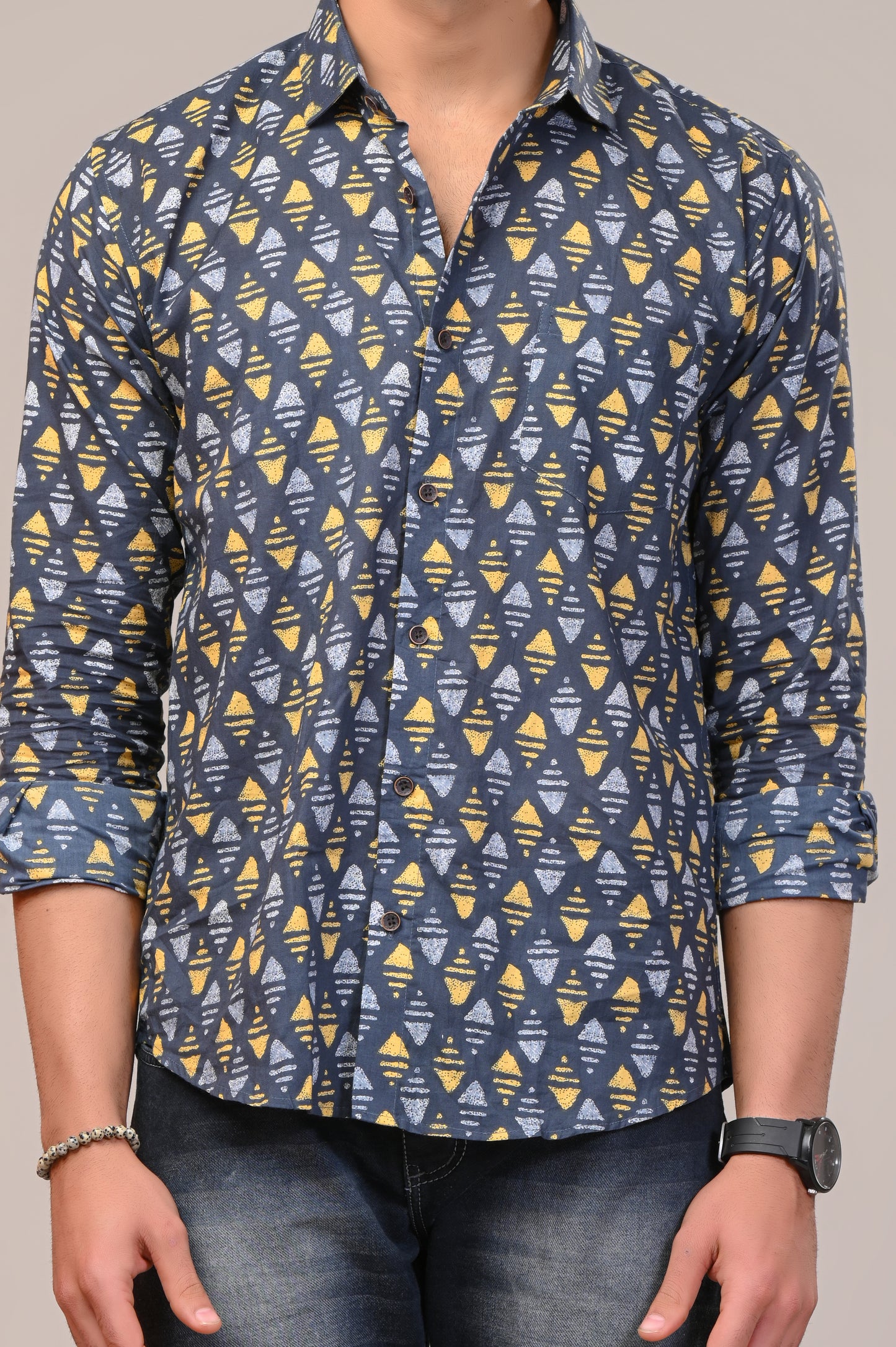 Abstract Angle Print Full Sleeve Shirt