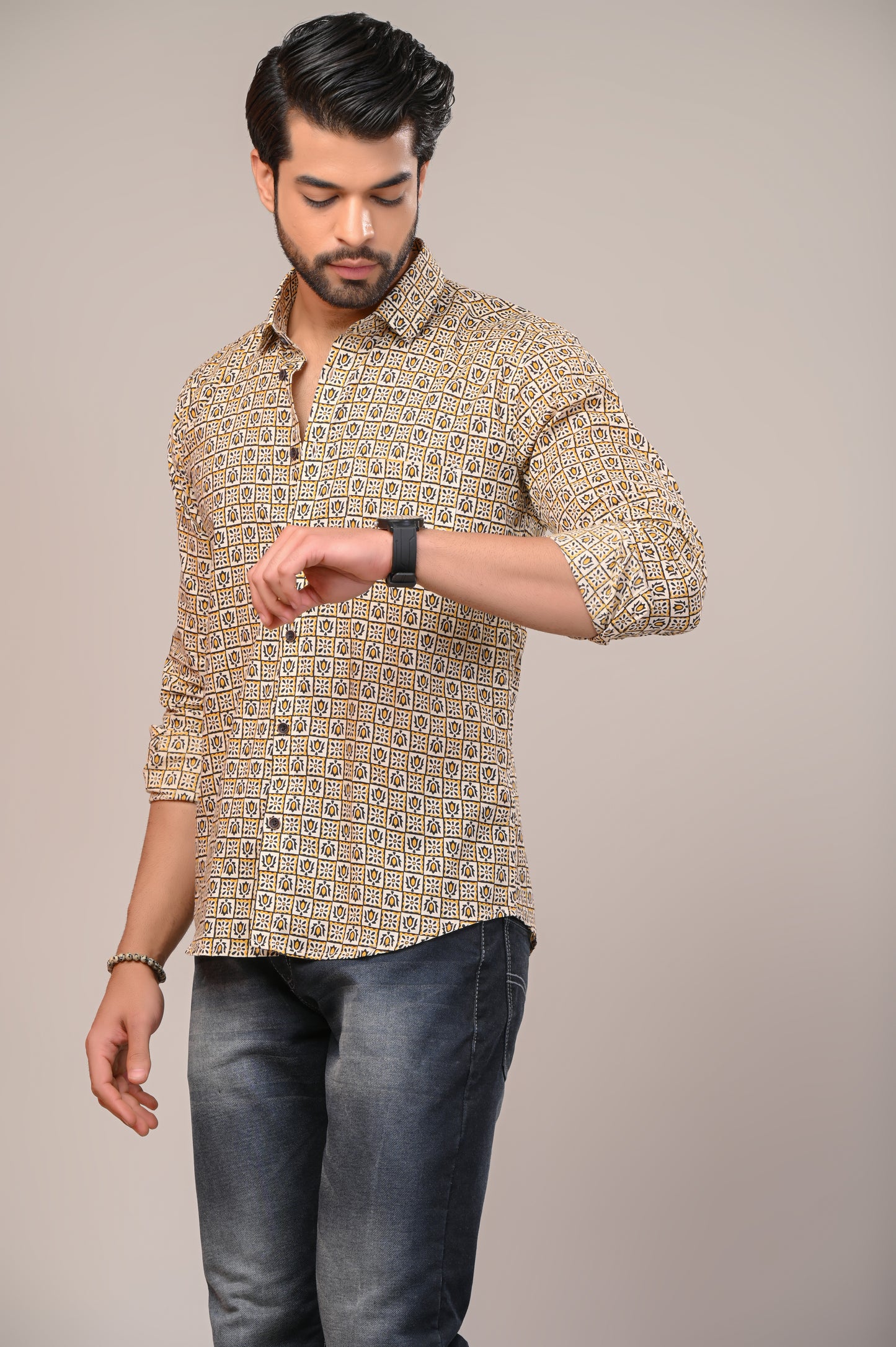 Gridlock Print Full Sleeve Shirt