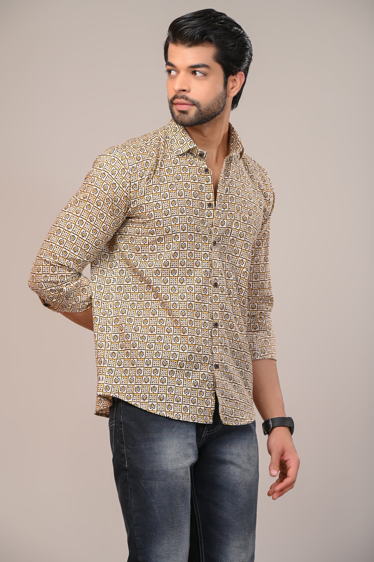 Gridlock Print Full Sleeve Shirt