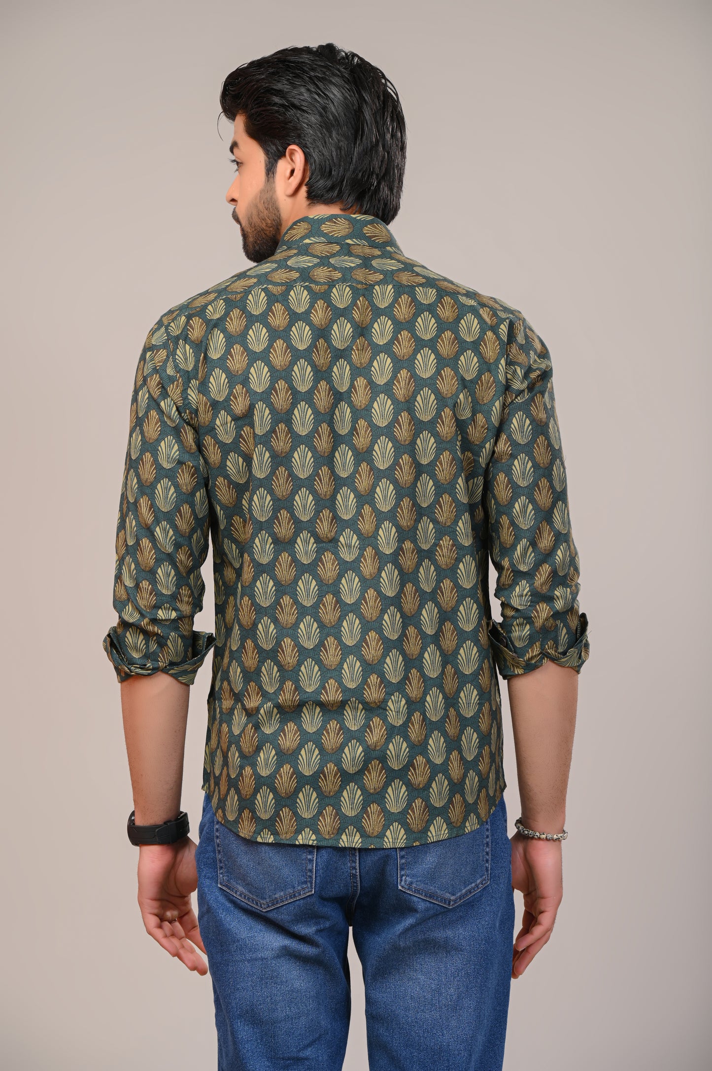 Olive Oasis Print Full Sleeve Shirt