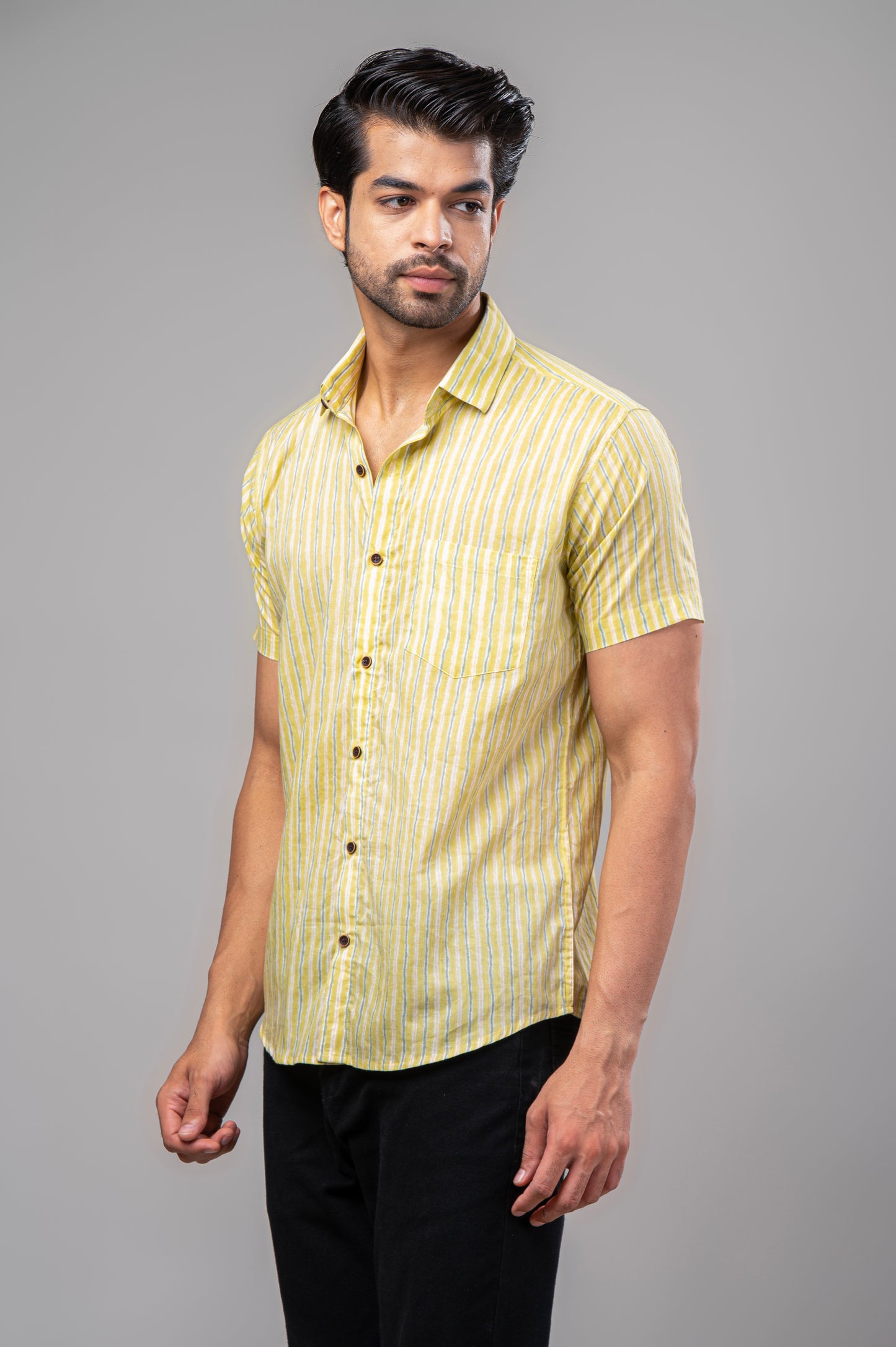 Chic Lines Print Men’s Half Sleeve Shirt