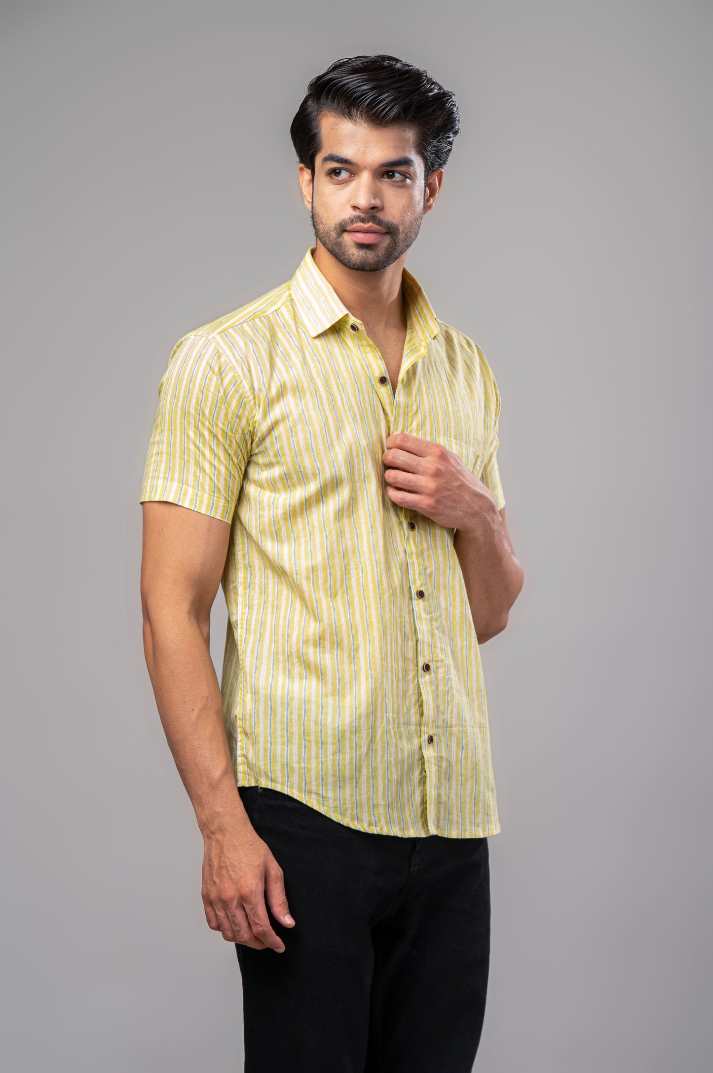 Chic Lines Print Men’s Half Sleeve Shirt