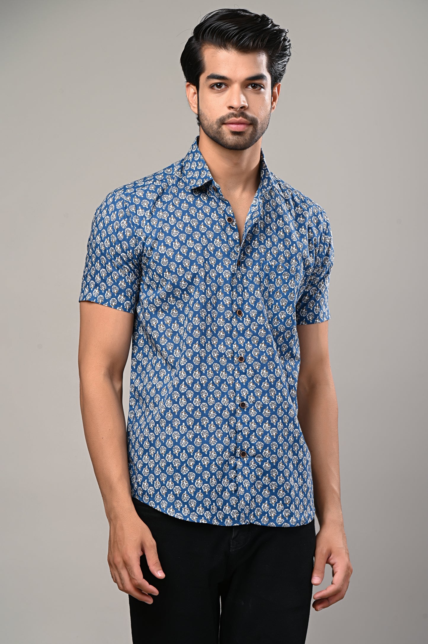 Heritage Bloom Printed Men’s Half Sleeve Shirt