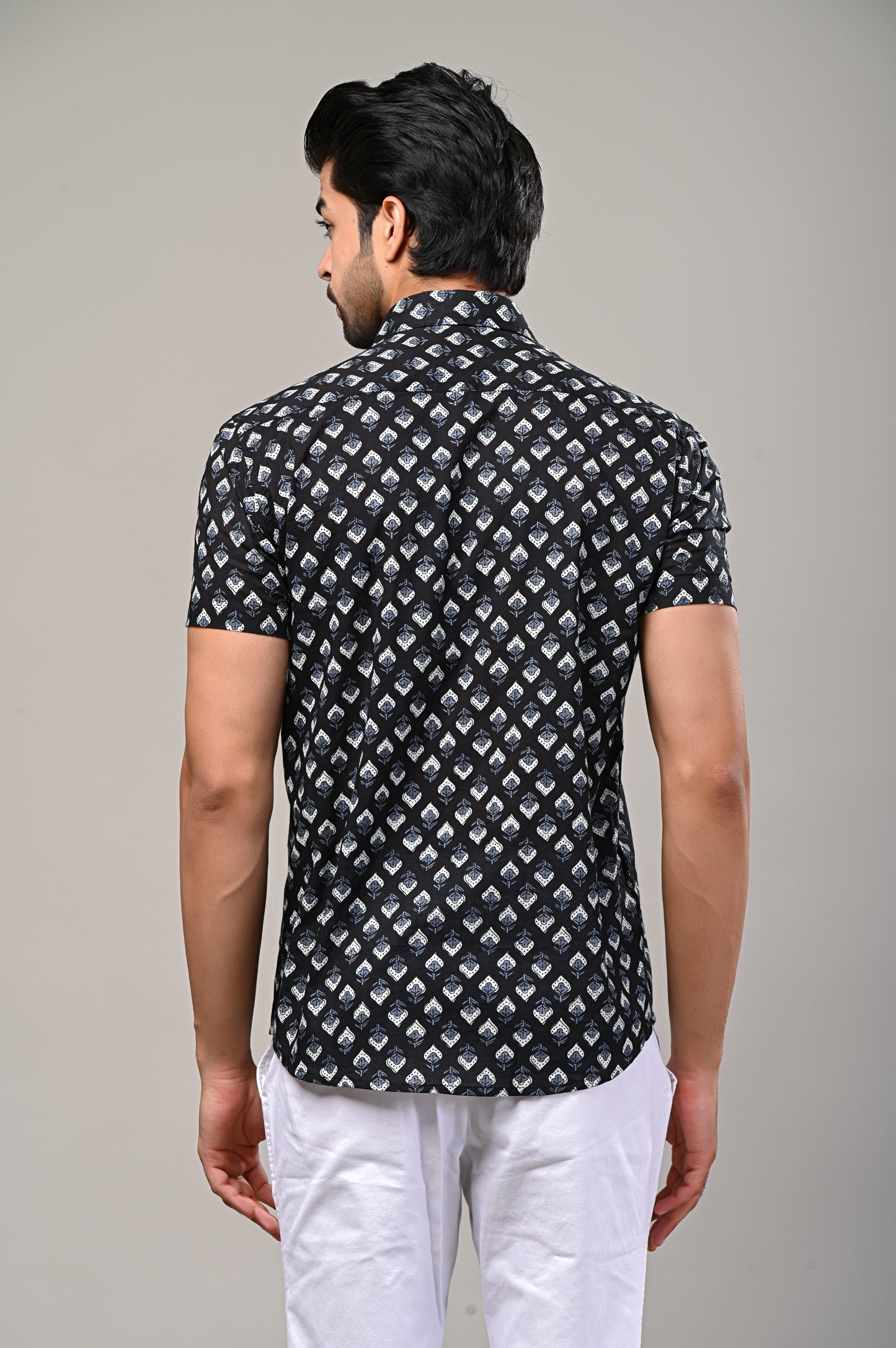 Botanical Breeze Print Men’s Half Sleeve Shirt