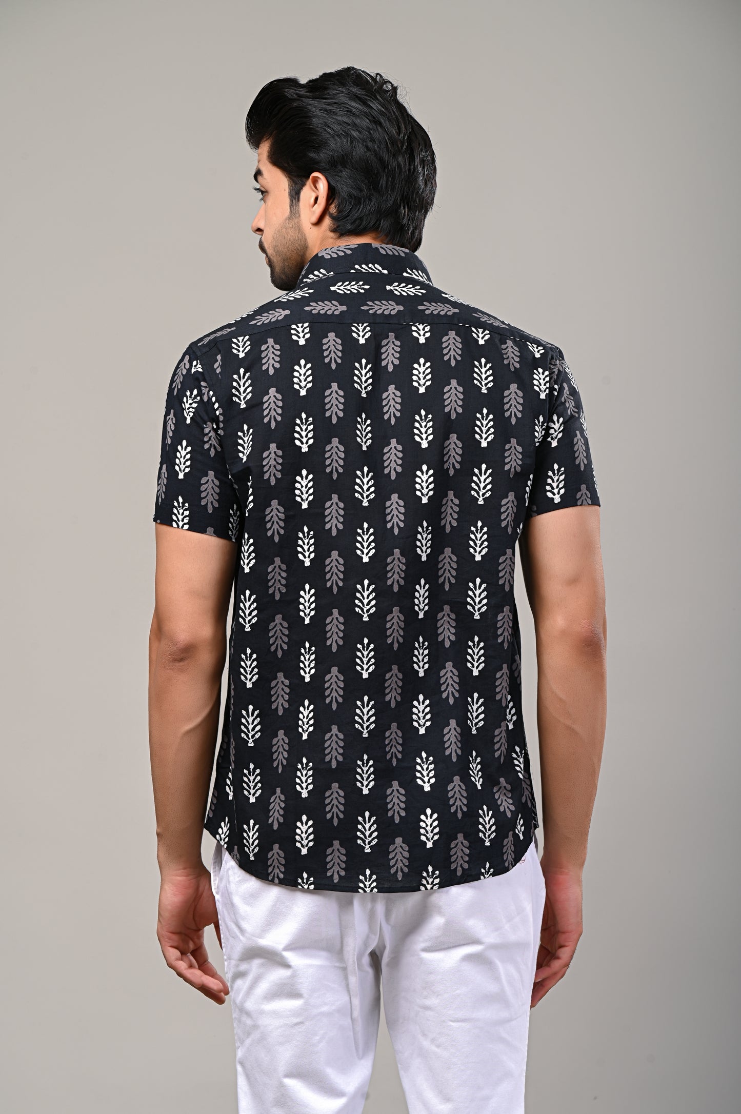 Leafy Layer Print Men’s Half Sleeve Shirt
