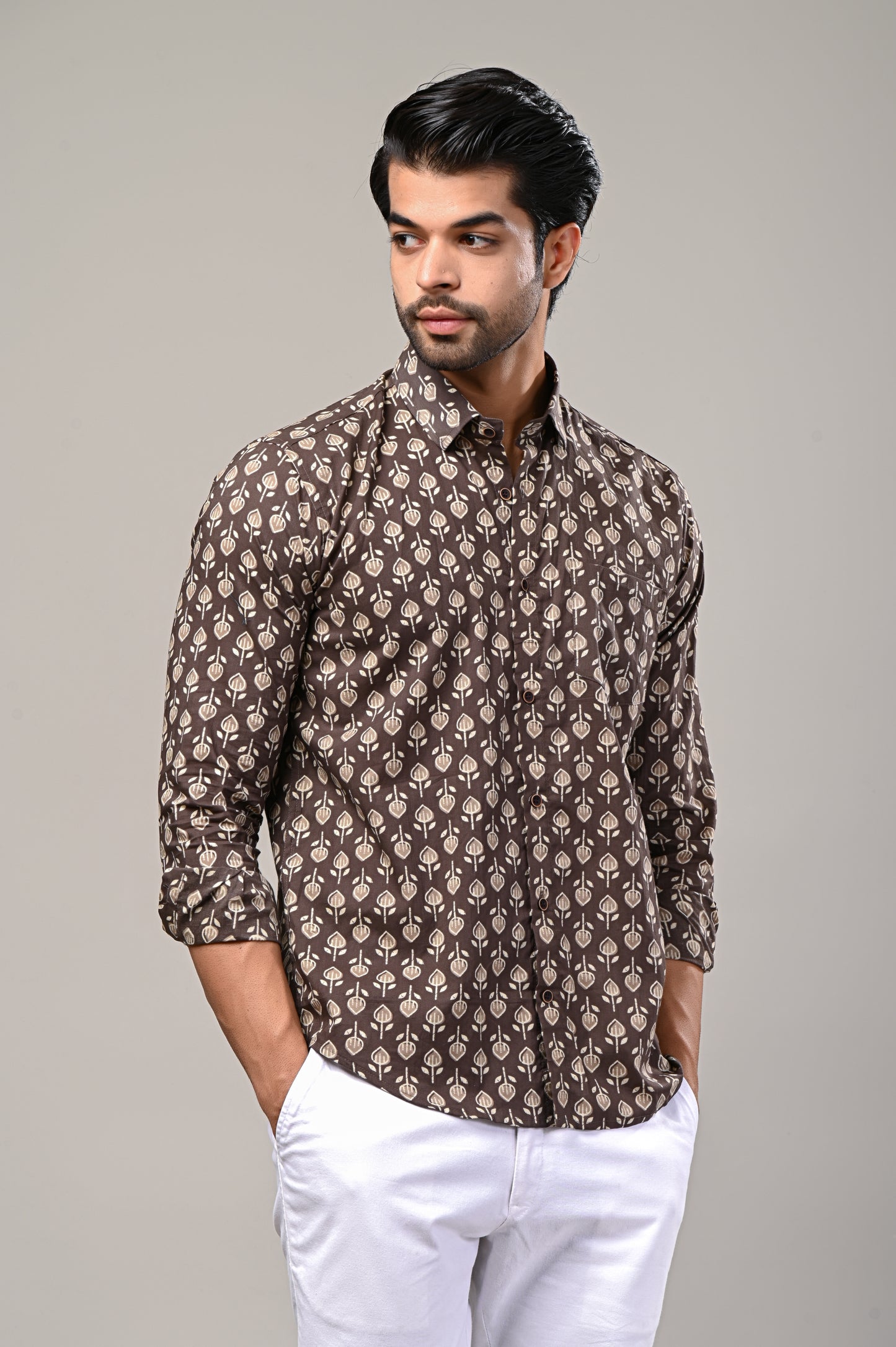 Earthy Charm Printed Full Sleeve Shirt