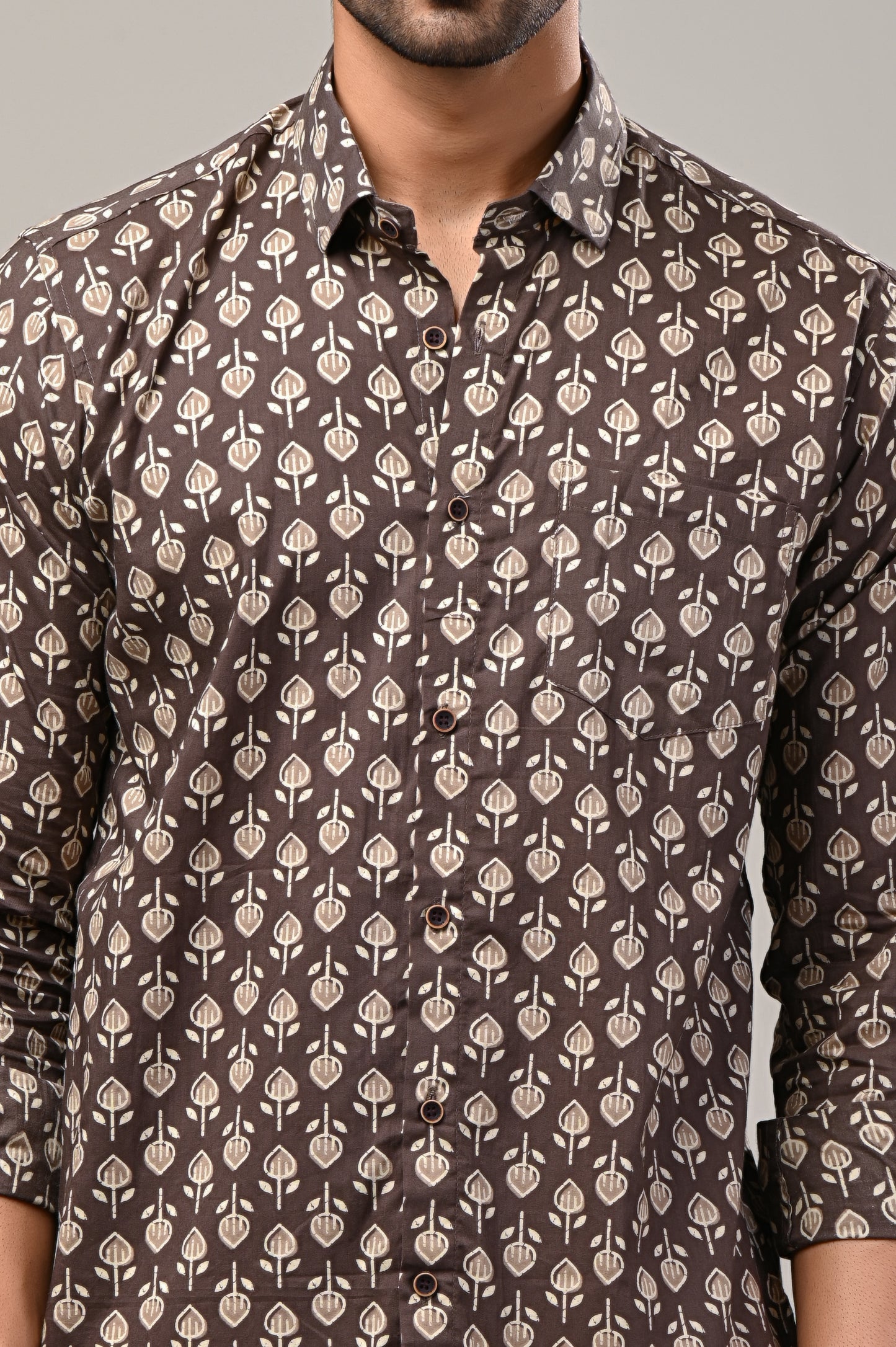 Earthy Charm Printed Full Sleeve Shirt