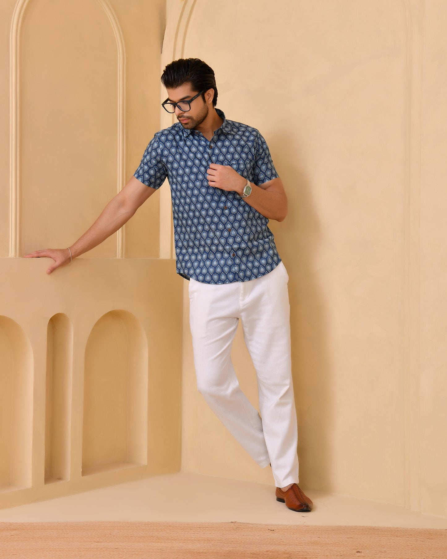 Blue Gulmohar Half Sleeves Shirt