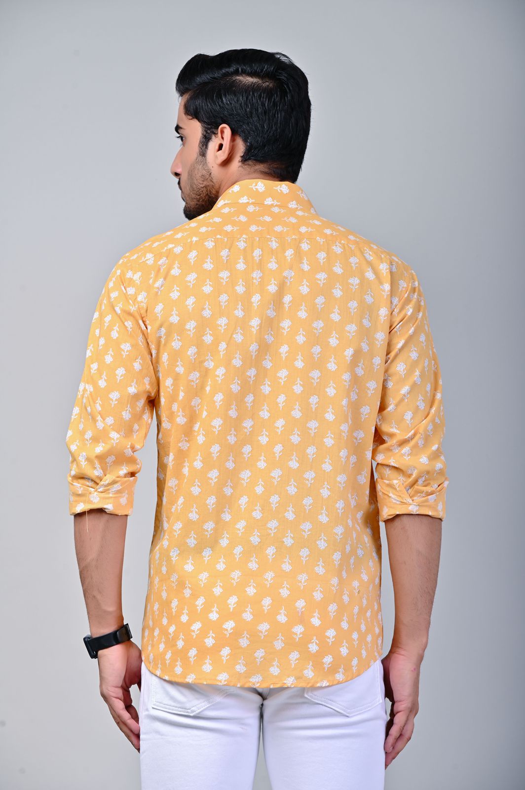 Marigold Flower Print Full Sleeve Shirt