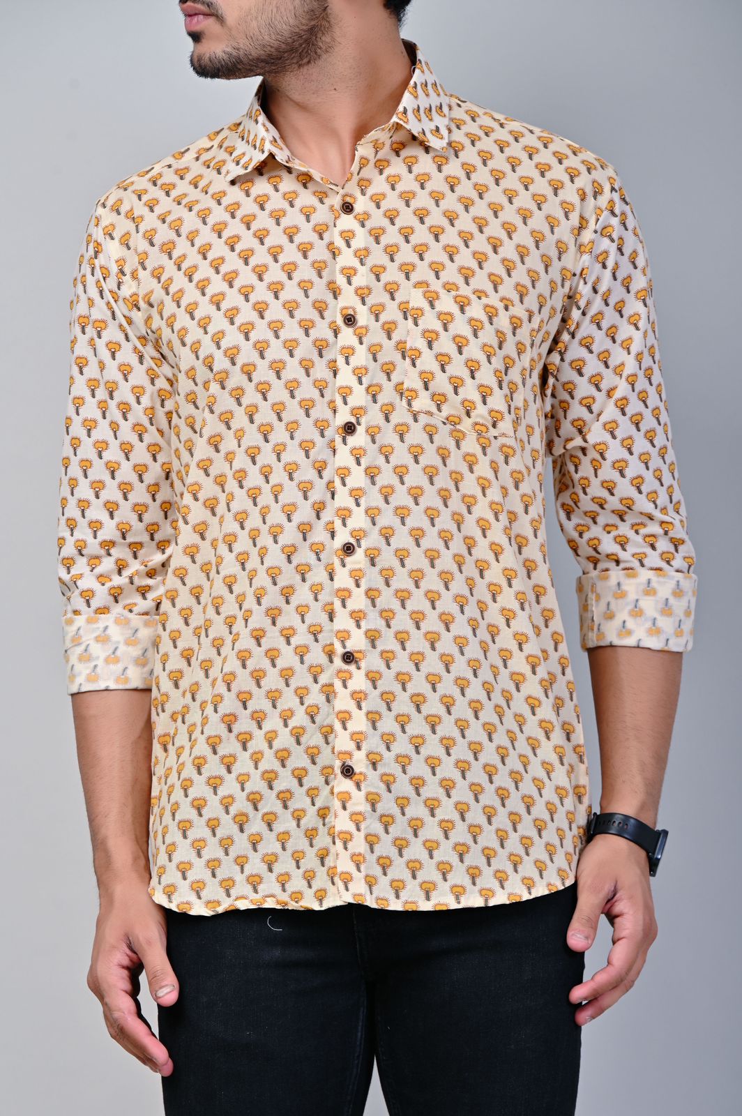 Blooming Flower Print Full Sleeve Shirt