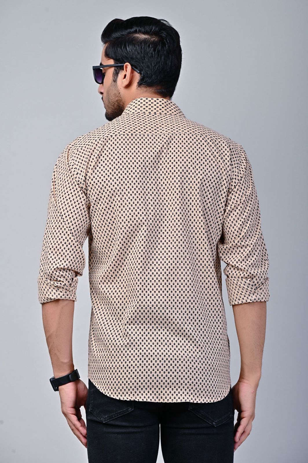 Beige Full Sleeve Printed Shirt