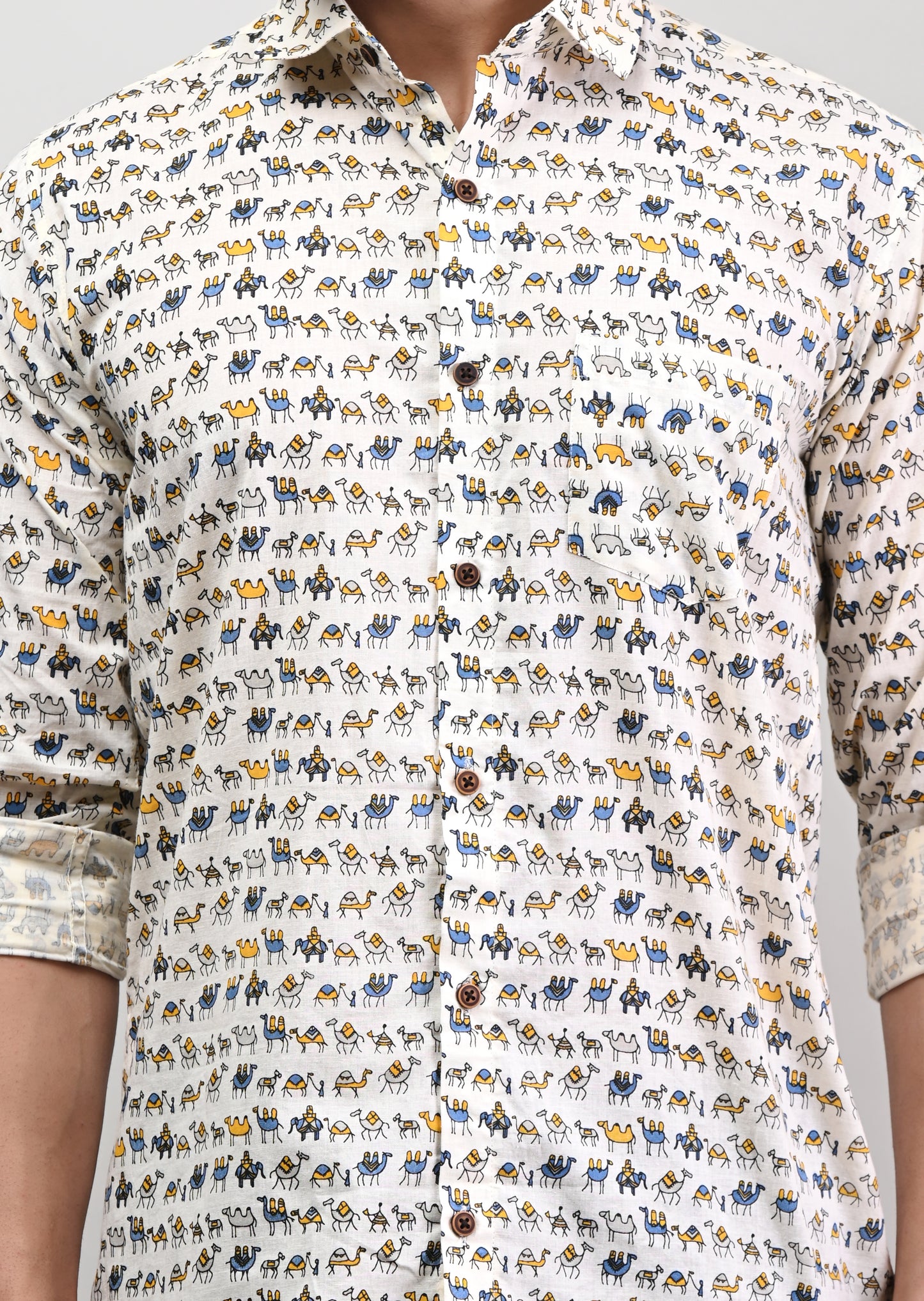 Camel Caravan Pattern Men’s Full Sleeve Shirt