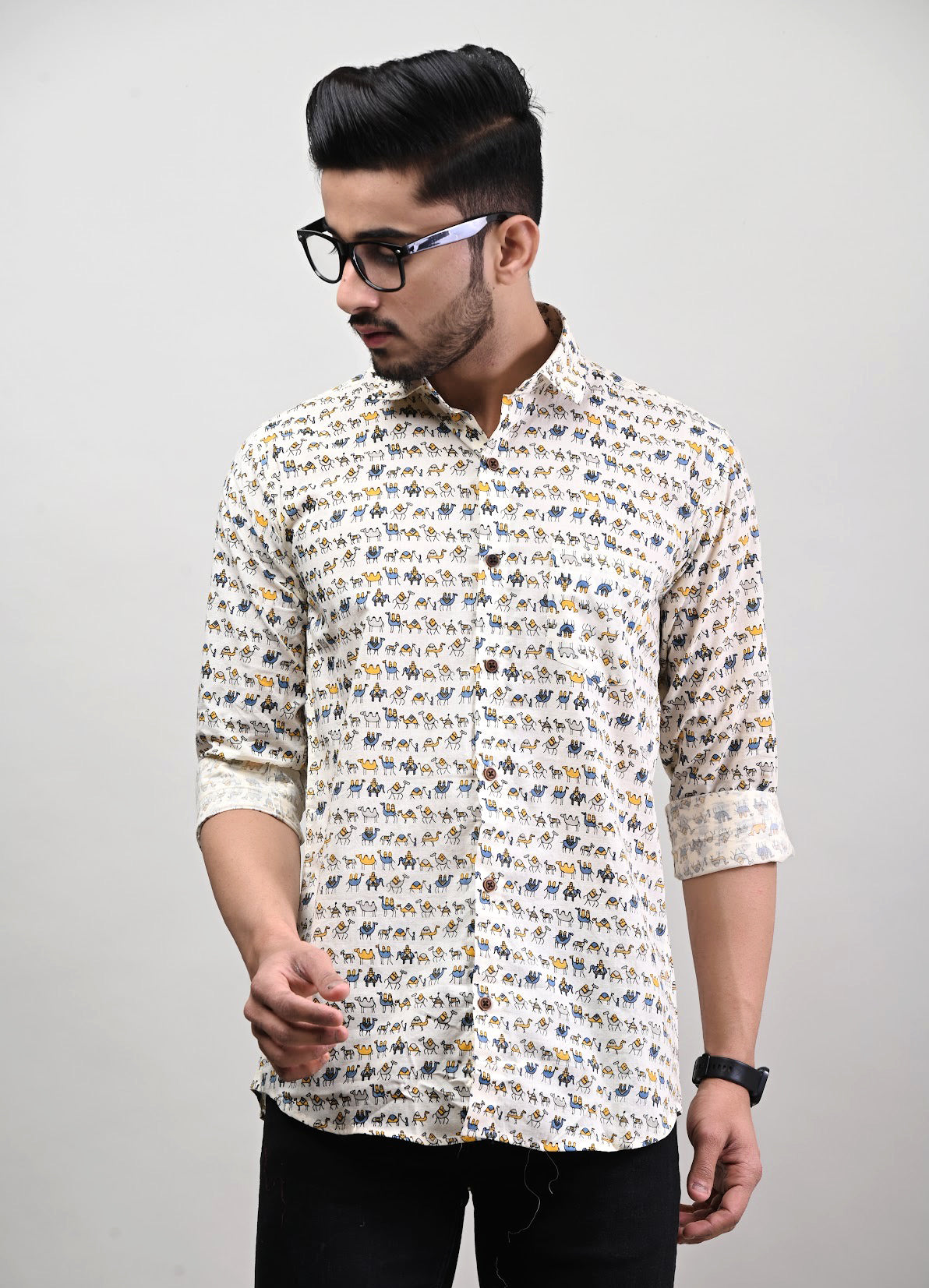 Camel Caravan Pattern Men’s Full Sleeve Shirt