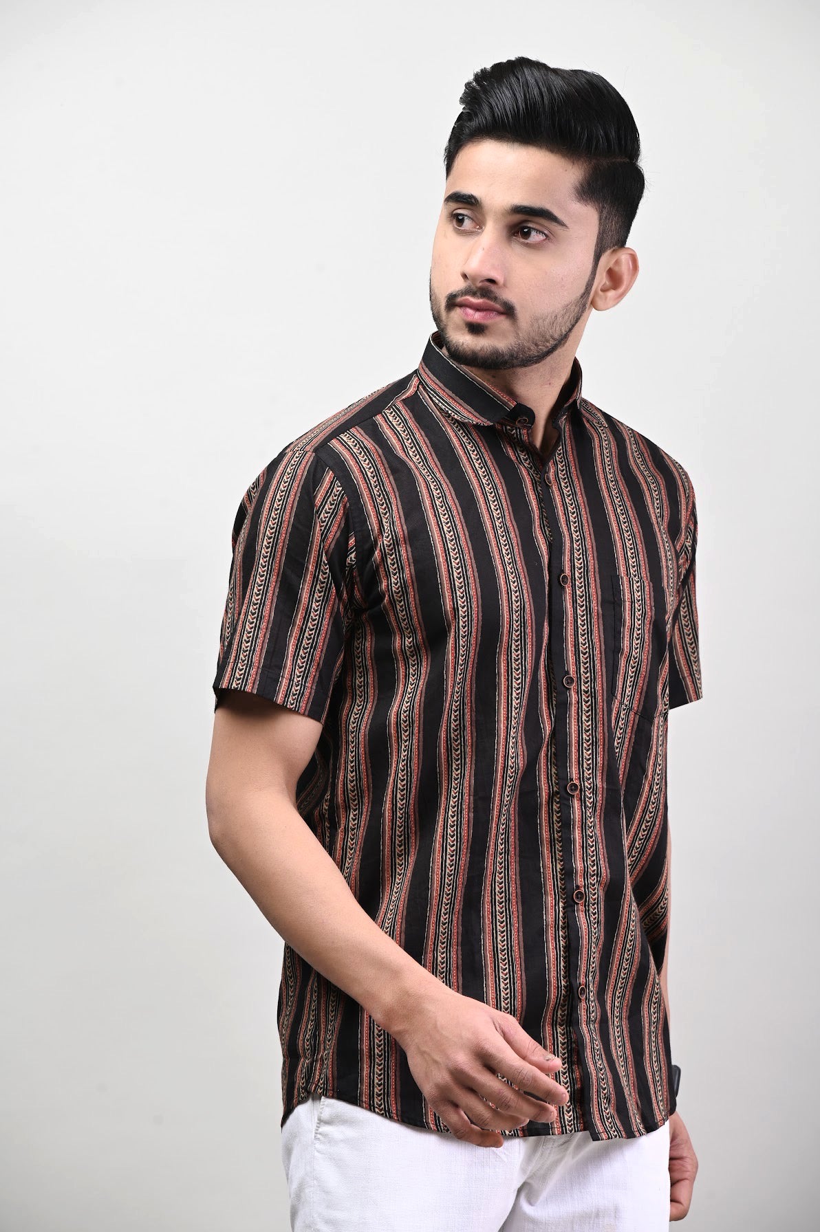 Abstract Stripes Print Men’s Half Sleeve Shirt