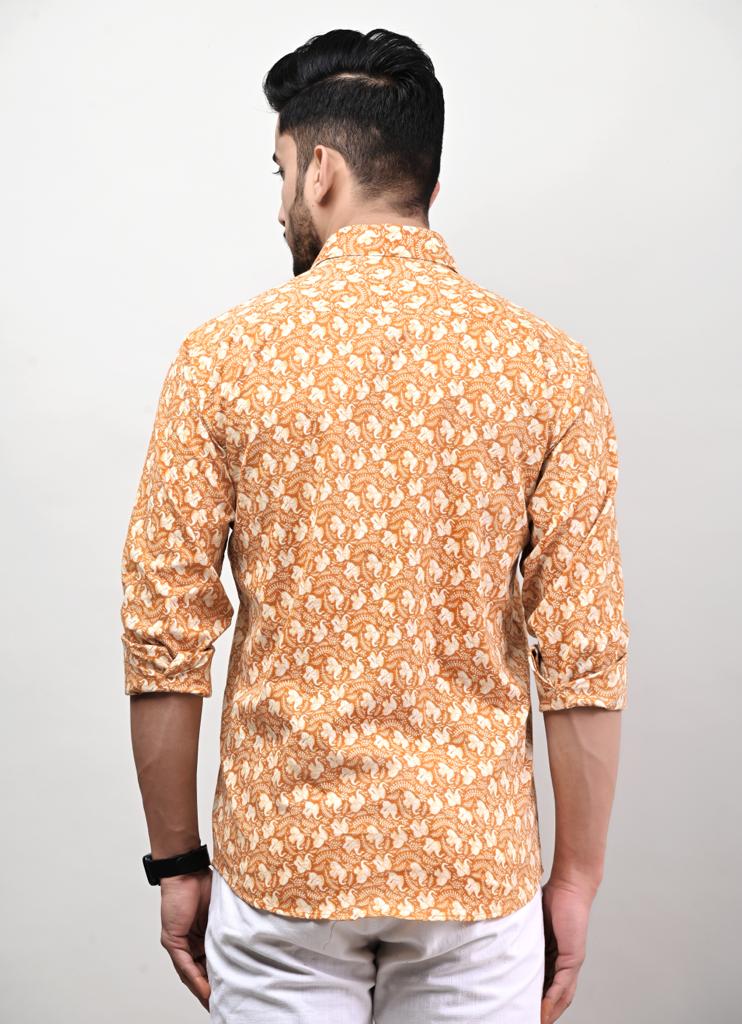 Jaipuri Yellow Printed Full Sleeve Shirt