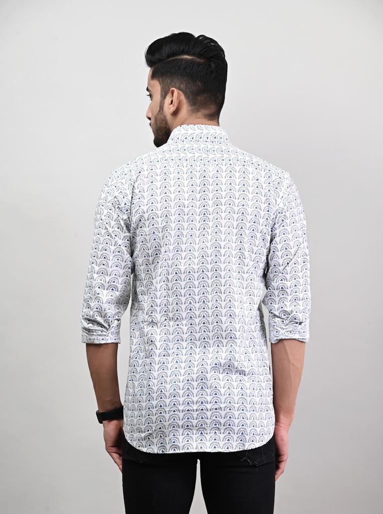Quirky print White Full Sleeve Shirt