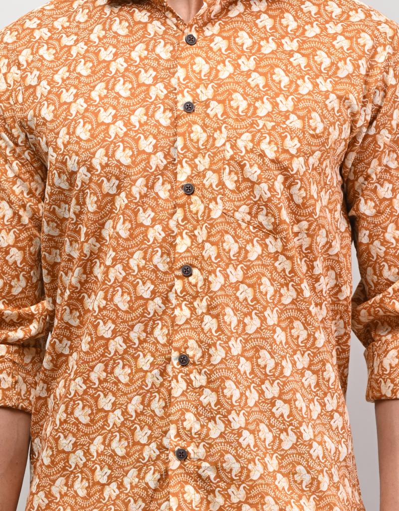 Jaipuri Yellow Printed Full Sleeve Shirt