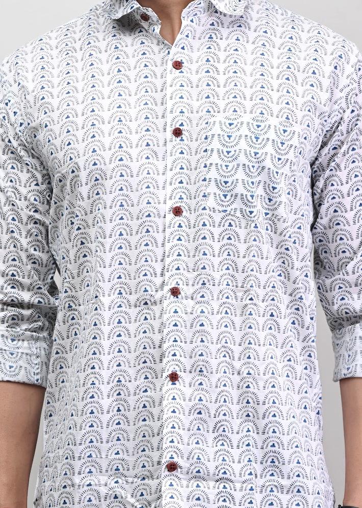 Quirky print White Full Sleeve Shirt