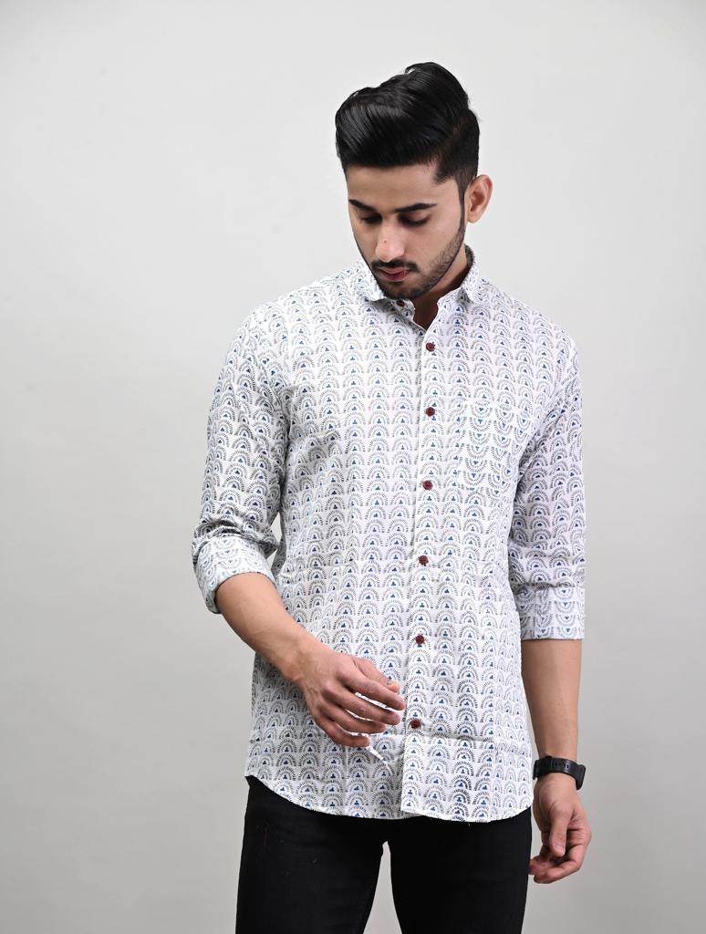 Quirky print White Full Sleeve Shirt