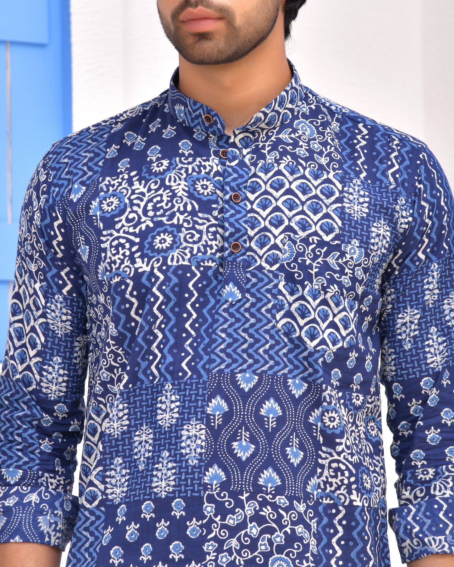 Midnight Indigo Handblock  Short Kurta