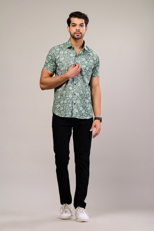 Floral Fusion Men’s Half Sleeve Printed Shirt