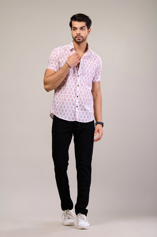 Leafy Luxe Men’s Half Sleeve Printed Shirt