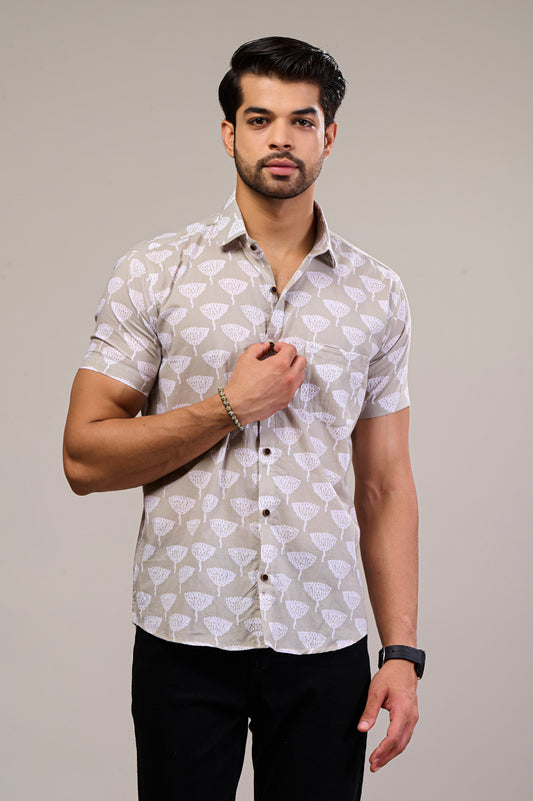 Wild Bloom Men’s Half Sleeve Printed Shirt