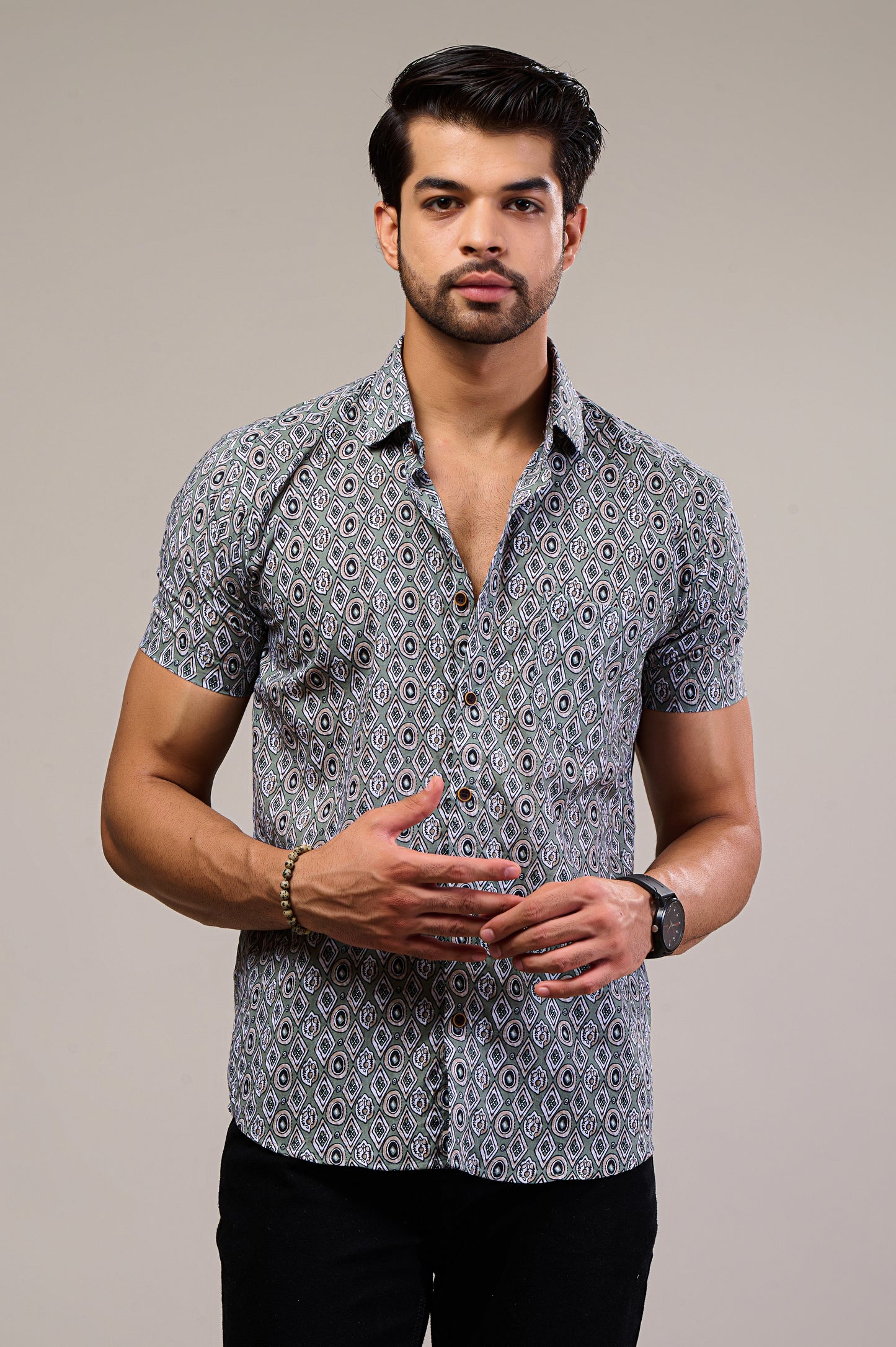 Quantum Quirk Men’s Half Sleeve Printed Shirt