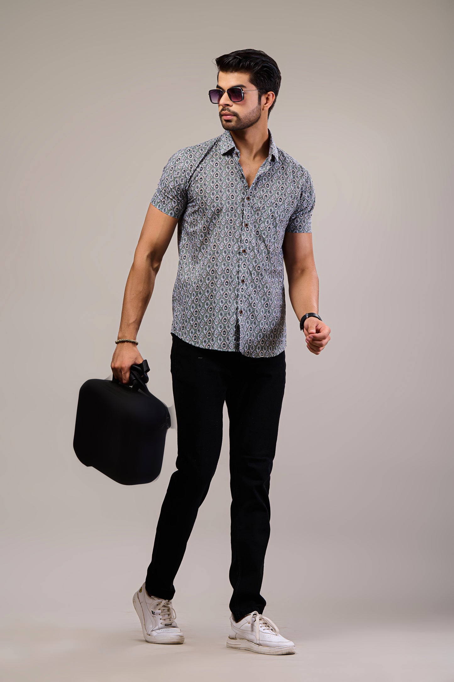 Quantum Quirk Men’s Half Sleeve Printed Shirt