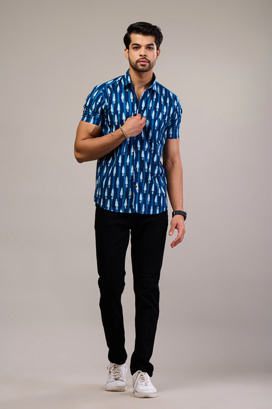 Blade Burst Men’s Half Sleeve Printed Shirt