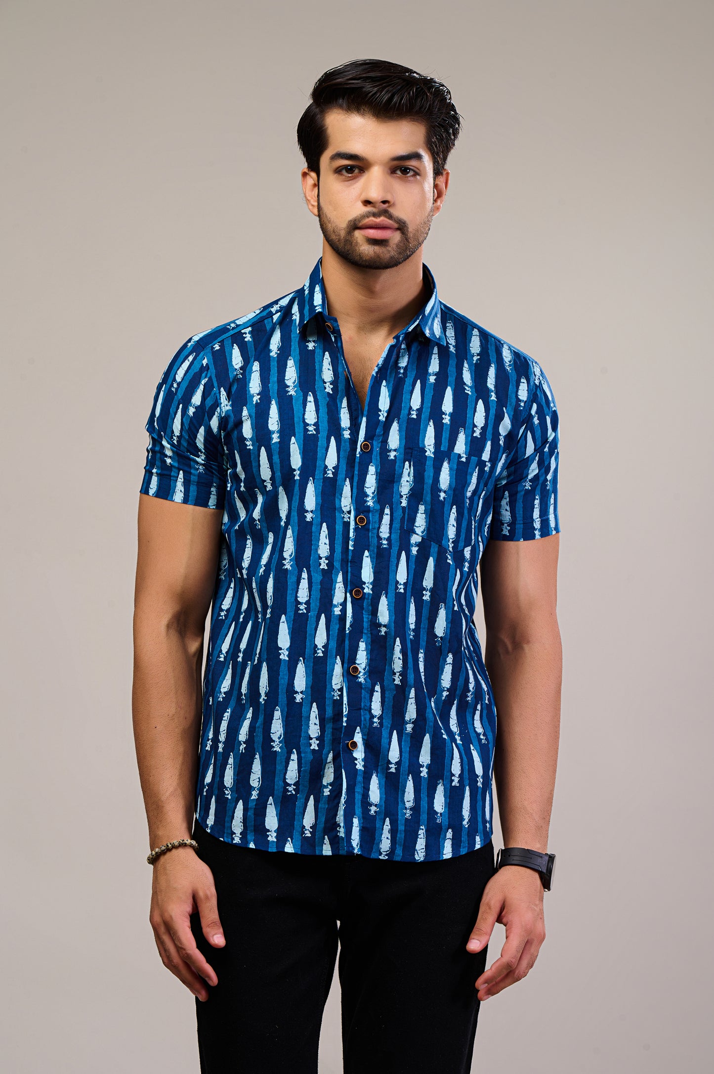 Blade Burst Men’s Half Sleeve Printed Shirt