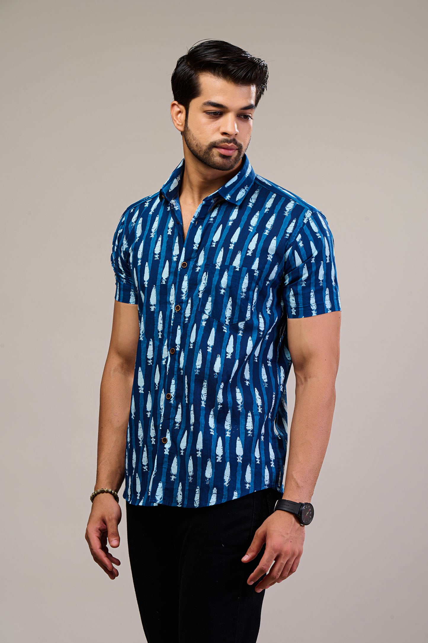 Blade Burst Men’s Half Sleeve Printed Shirt