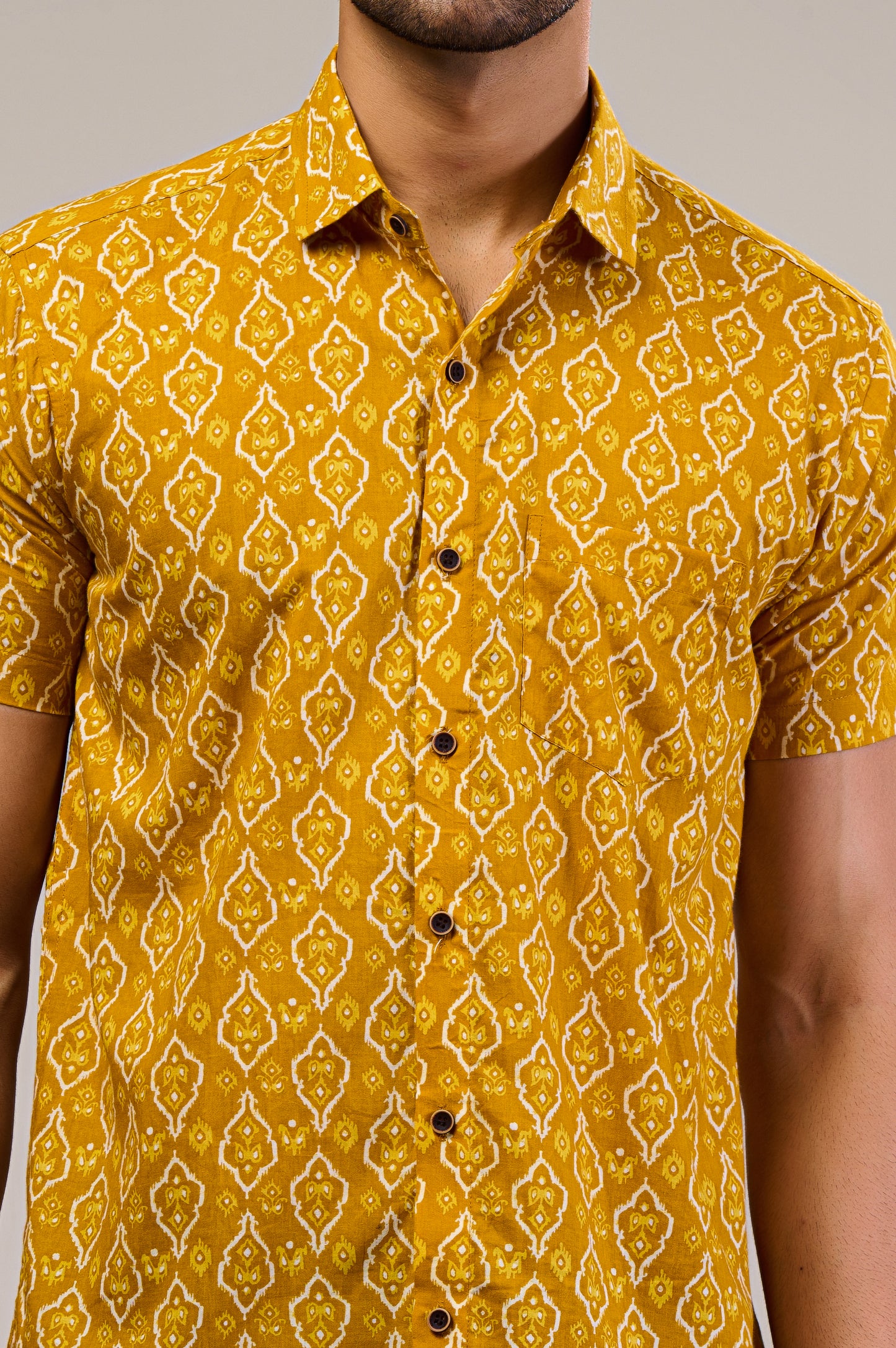 Geometric Groove Men’s Half Sleeve Printed Shirt