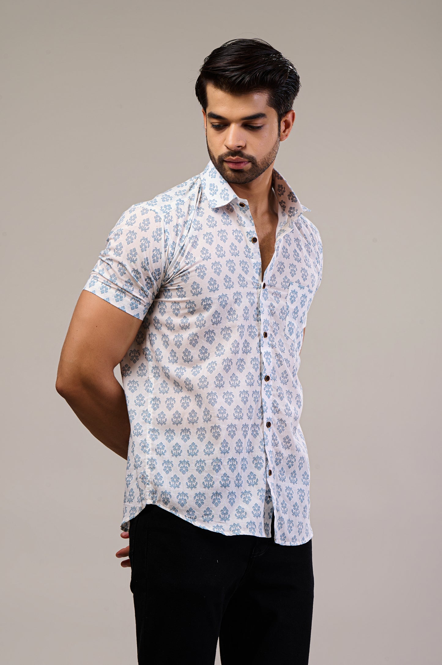 Petal Parade Men’s Half Sleeve Printed Shirt